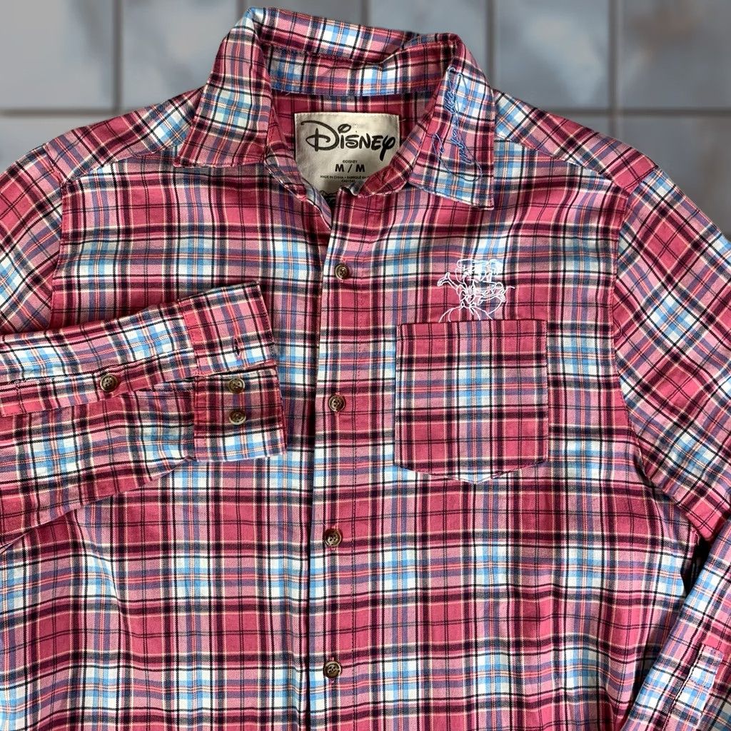 Disney VINTAGE Cakeworthy Disney Plaid Shirt Womens Medium Pink Button-Up Long Sleeve Cotton Flannel Disney Princess Outdoor Regular Womens Theme 90s Size M / US 6-8 / IT 42-44 - 1 Thumbnail