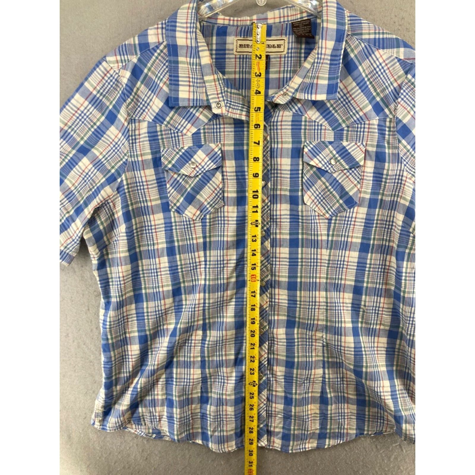 Vintage Bit & Bridle Mens Shirt 2XL Blue Plaid Cowboy Pearl Snap Short Sleeve Shirt Mens 2XL Blue Plaid Cowboy Pearl Snap Short Sleeve Size US XXL / EU 58 / 5 - 3 Thumbnail