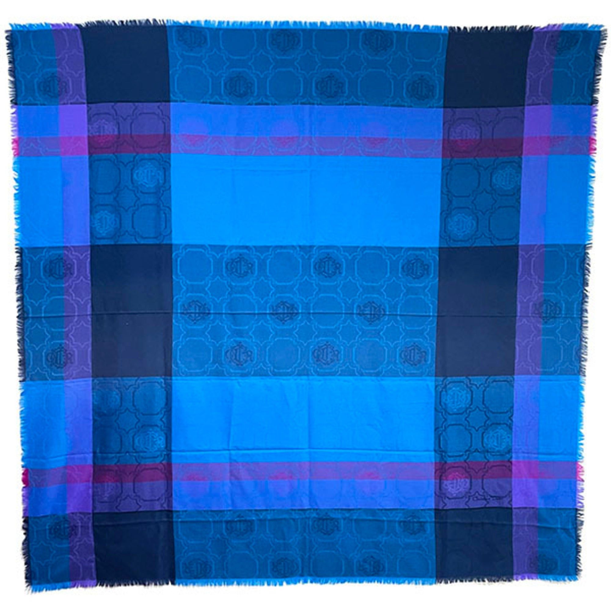image of Christian Dior Shawl, Check, Large Multi-Color, Blue, Purple, Navy, Dior, Stole, Muffler, Scarf, La