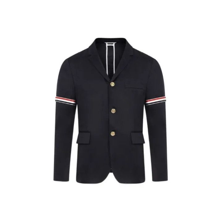 Thom Browne Navy Blue Sport Coat with Stripe Details