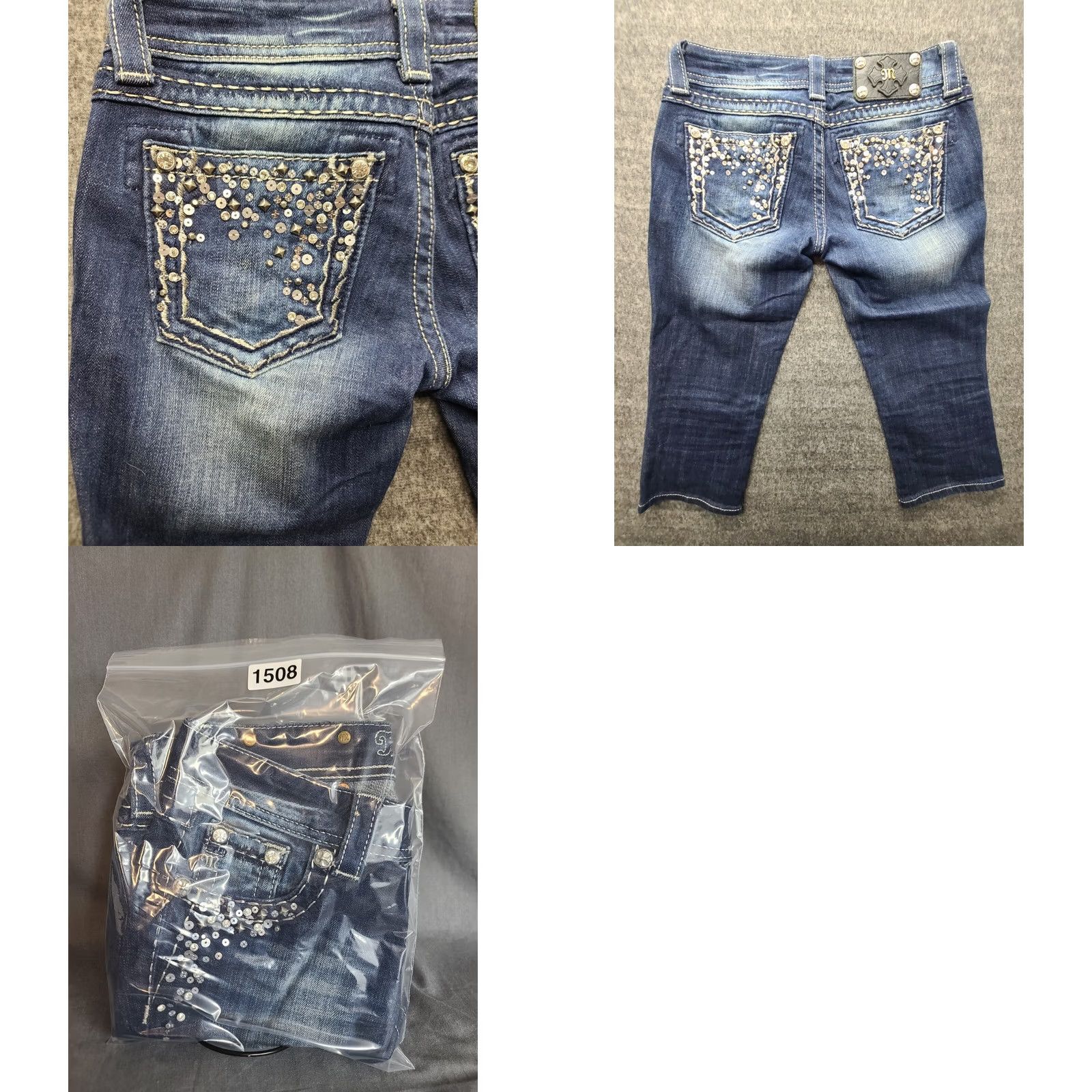 Miss Me Miss Me Capris Womens 25 Regular Low Rise Embroidered Rhinestone Denim Jeans American Cowboy Western Theme Girls Womens Size ONE SIZE - 9 Thumbnail