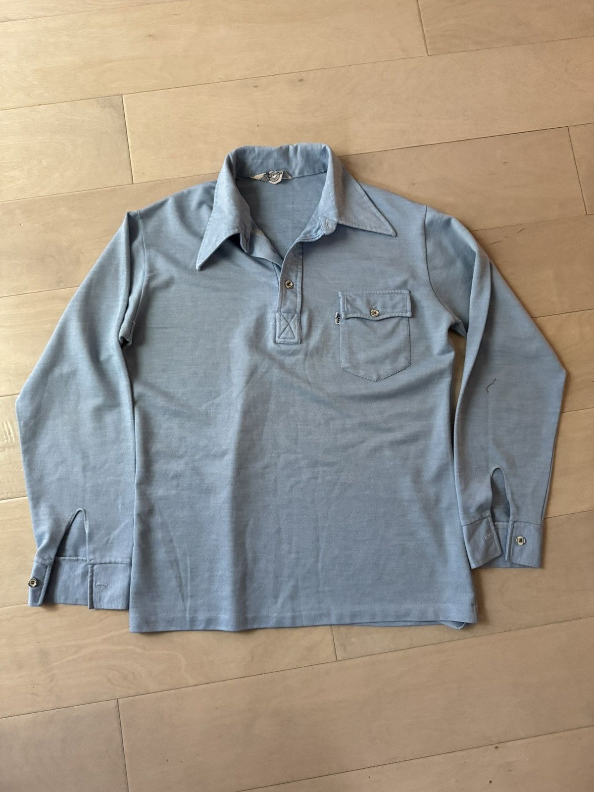 Levi's Vintage Clothing Vintage 70's Blue Levi's long sleeve polo Size US L / EU 52-54 / 3 - 1 Thumbnail