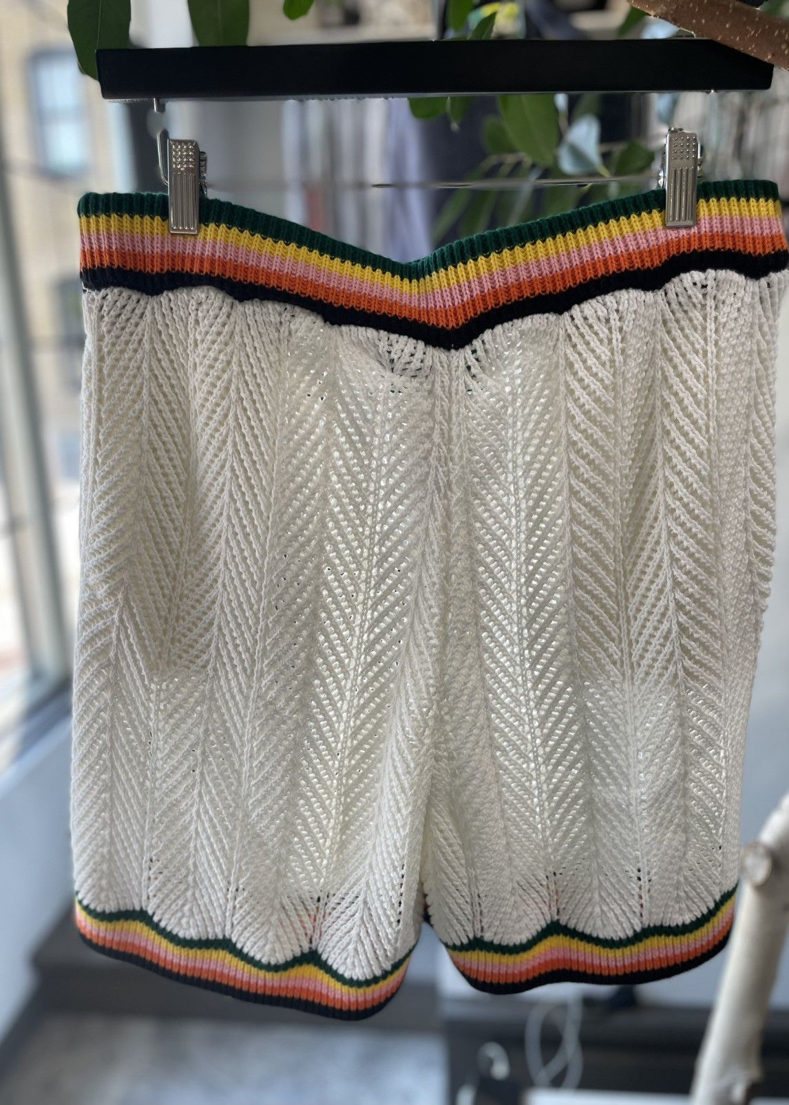 Casablanca Casablanca White Striped Crochet Tennis Club Shorts Size US 34 / EU 50 - 2 Thumbnail