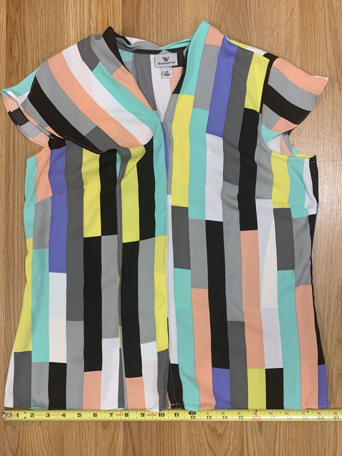 Worthington SzM- Worthington Colorblock Retro Style Button Up Blouse Size M / US 6-8 / IT 42-44 - 11 Thumbnail