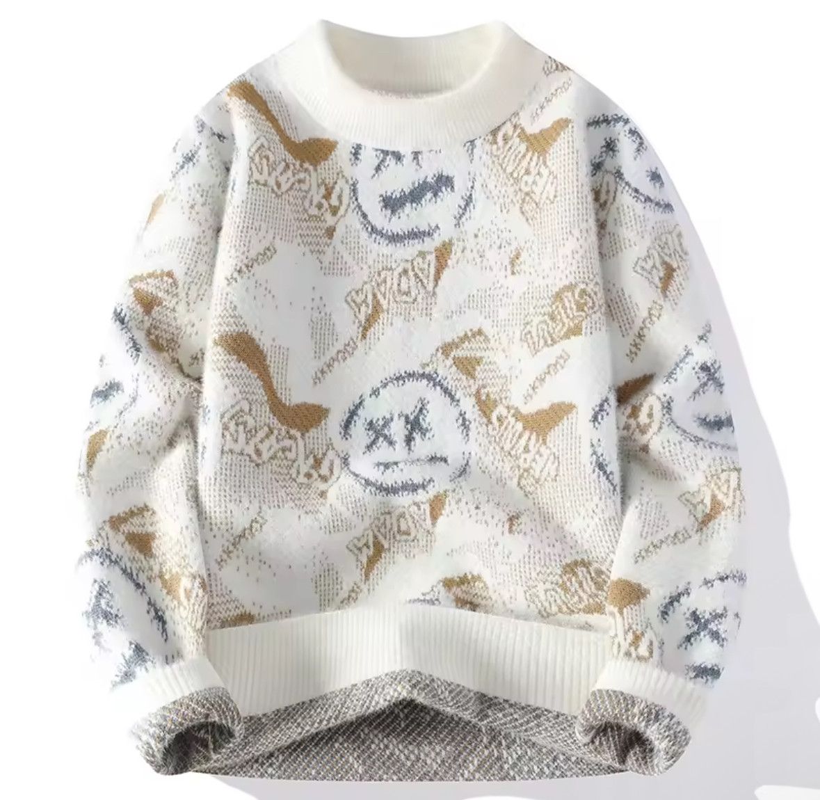 Other Streetwear Retro Y2K Graffiti Face Jacquard Knitwear Size US XXL / EU 58 / 5 - 1 Thumbnail