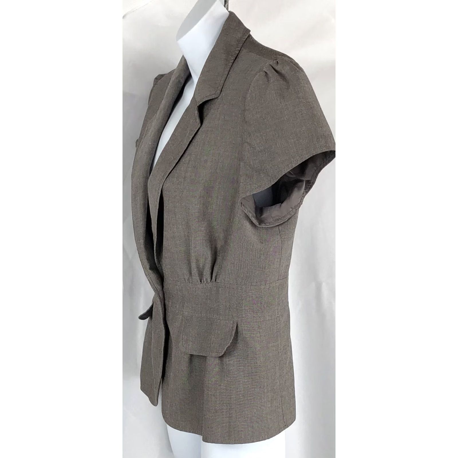 Nine West Nine West blazer jacket cropped 12 brown shortsleeve cap career Y2K academia Size XL / US 12-14 / IT 48-50 - 2 Thumbnail