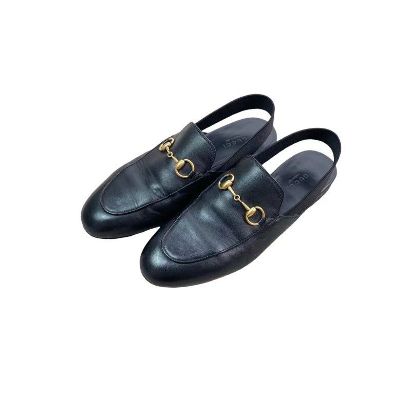 Gucci Black Leather Slip-On Casual Shoes 0079