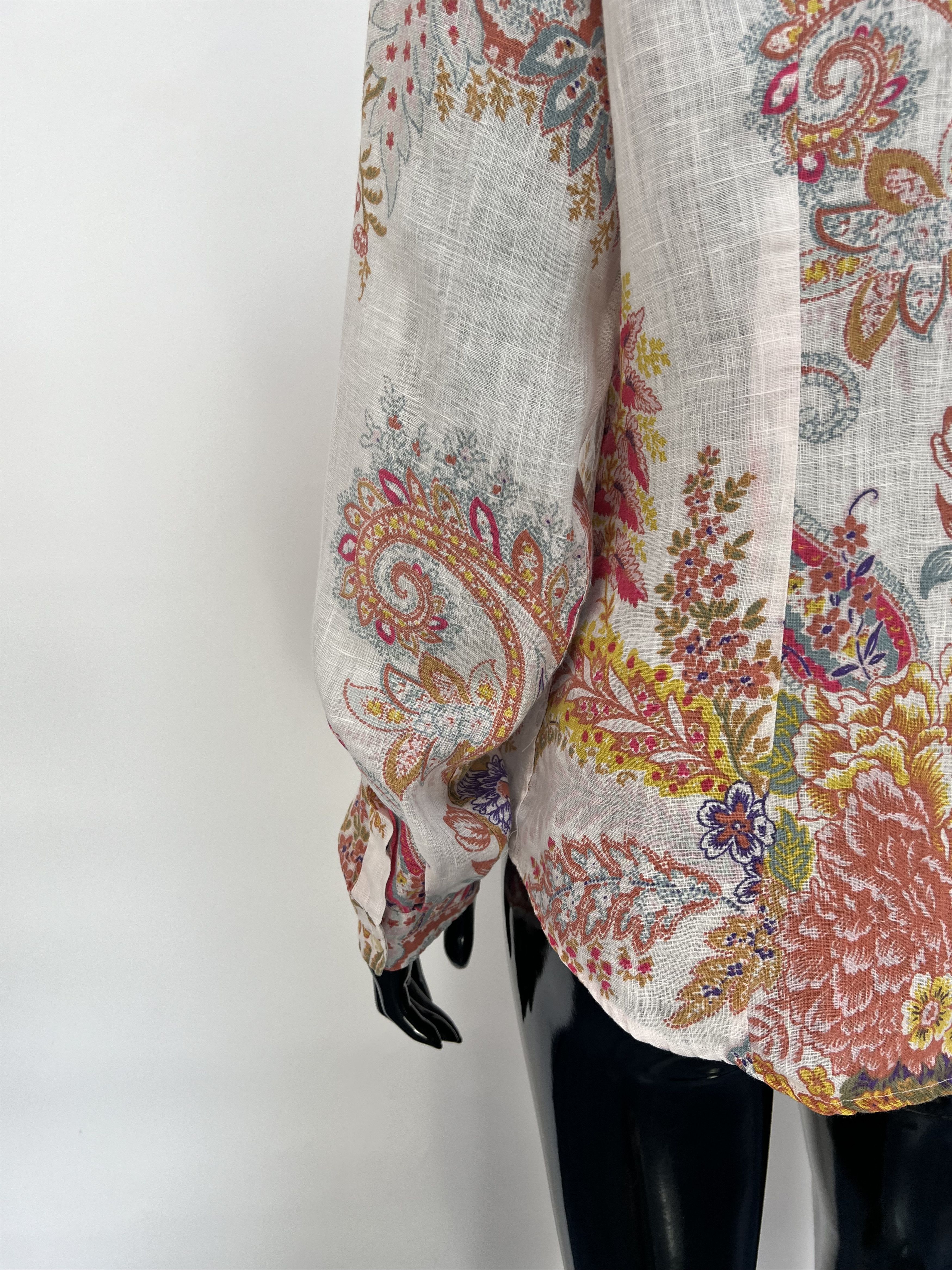 Etro Etro Women's Linen Paisley Long Sleeve Button Up Shirt Size M / US 6-8 / IT 42-44 - 10 Thumbnail