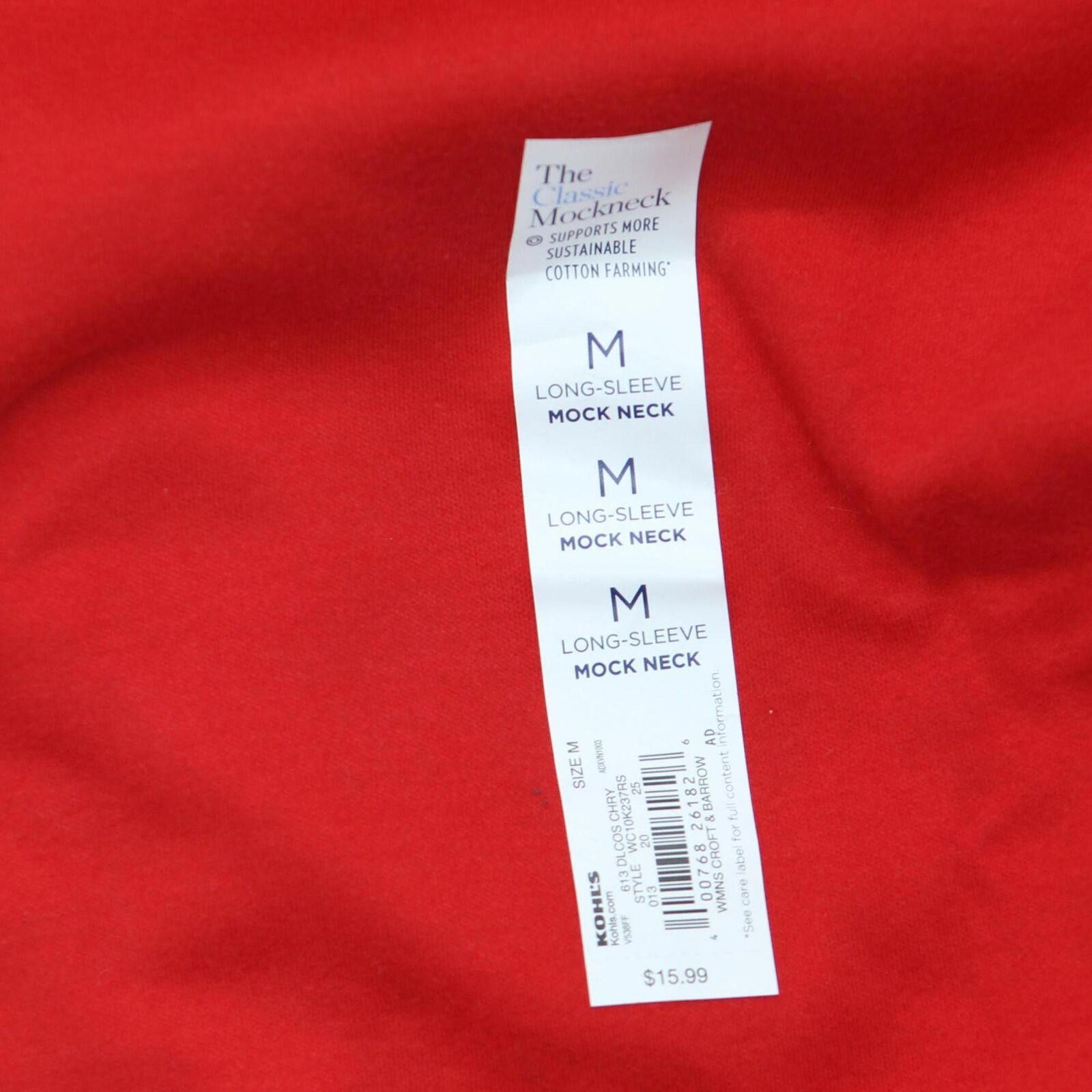Croft & Barrow NWT Croft & Barrow Long-Sleeve Mockneck Top Cherry Red M Size M / US 6-8 / IT 42-44 - 4 Thumbnail