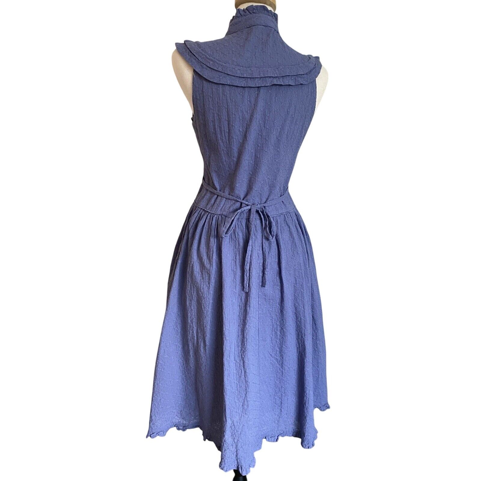 Pamela Love Pamela Love Midi Dress M Cotton Blue Eyelet Button Front Size M / US 6-8 / IT 42-44 - 7 Thumbnail
