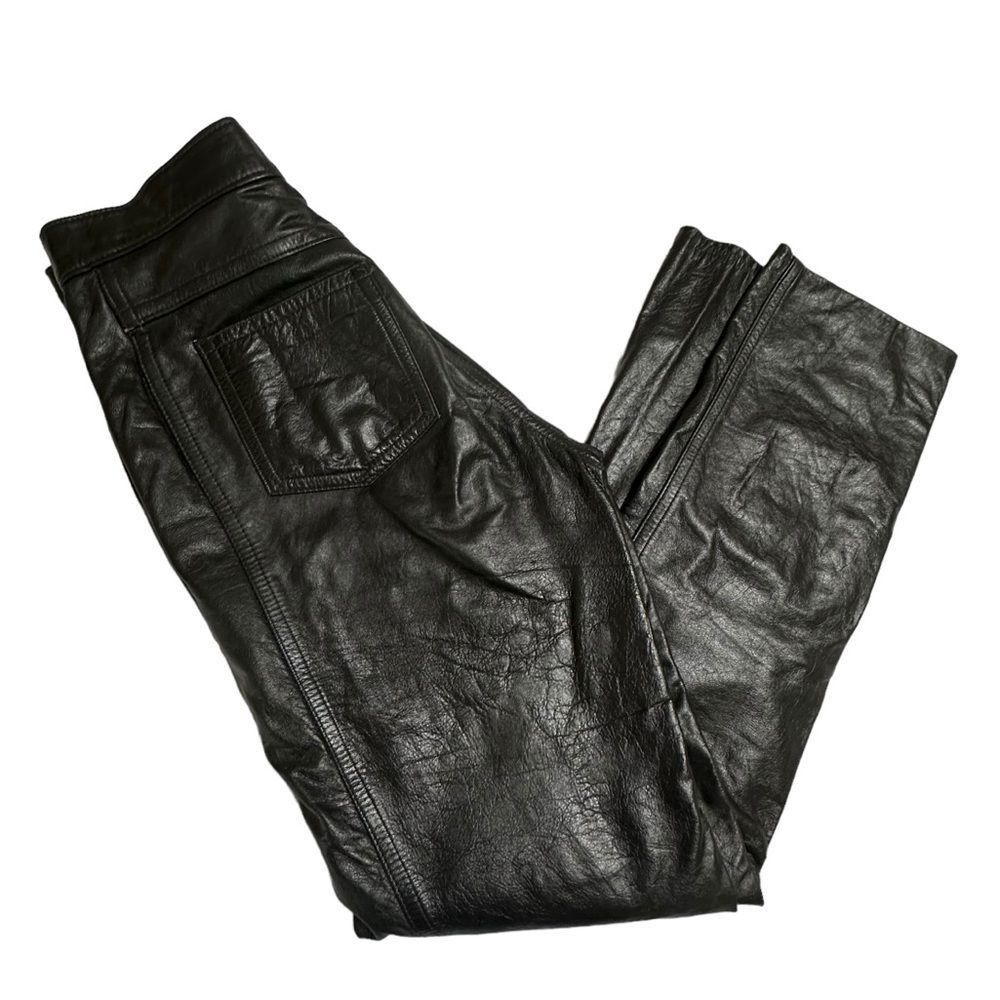 Vintage Vintage Marco Morani Black Leather Straight Leg Moto Pants S Size 26" / US 2 / IT 38 - 8 Thumbnail