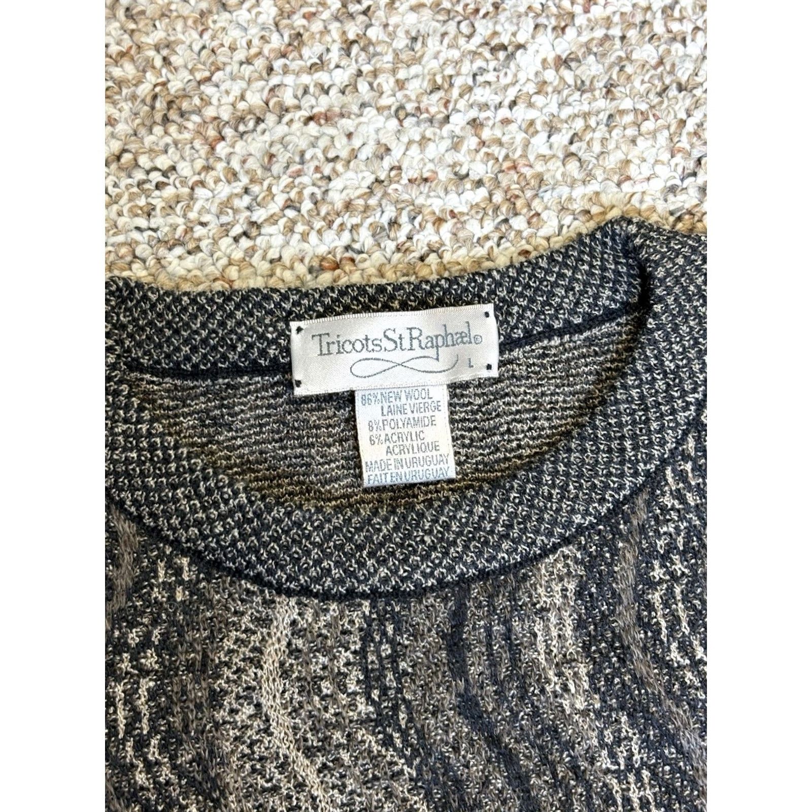 Vintage VTG Tricots St Raphael New Wool Blend Vertical Geometric Grandpa Sweater Sz L Size US L / EU 52-54 / 3 - 3 Thumbnail