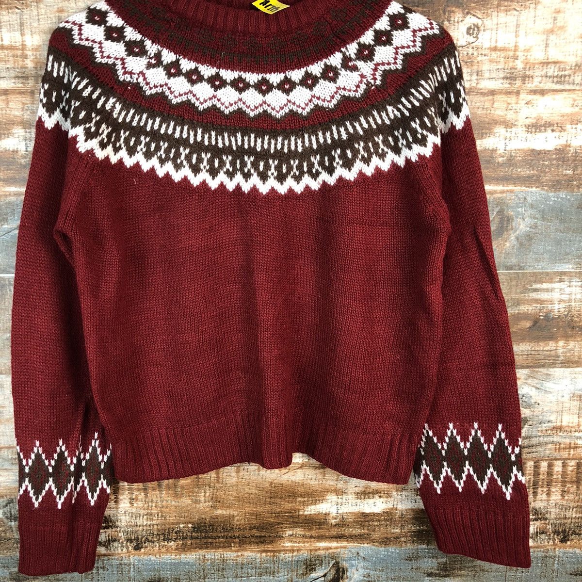 Homespun Knitwear × Japanese Brand Japan navajo Maroon Knitwear crop top #A1713 Size M / US 6-8 / IT 42-44 - 6 Thumbnail