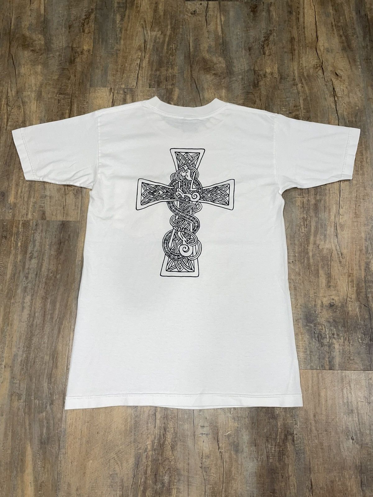 image of 90's Chrome Hearts Celtic Cross T Bar Logo Pocket Tee in White, Men's (Size Small)