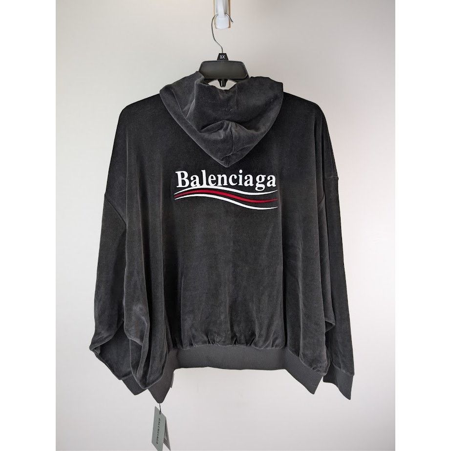 Balenciaga o1rshd1 Oversized Zip-Up Hoodies in Black/White Size US M / EU 48-50 / 2 - 8 Thumbnail