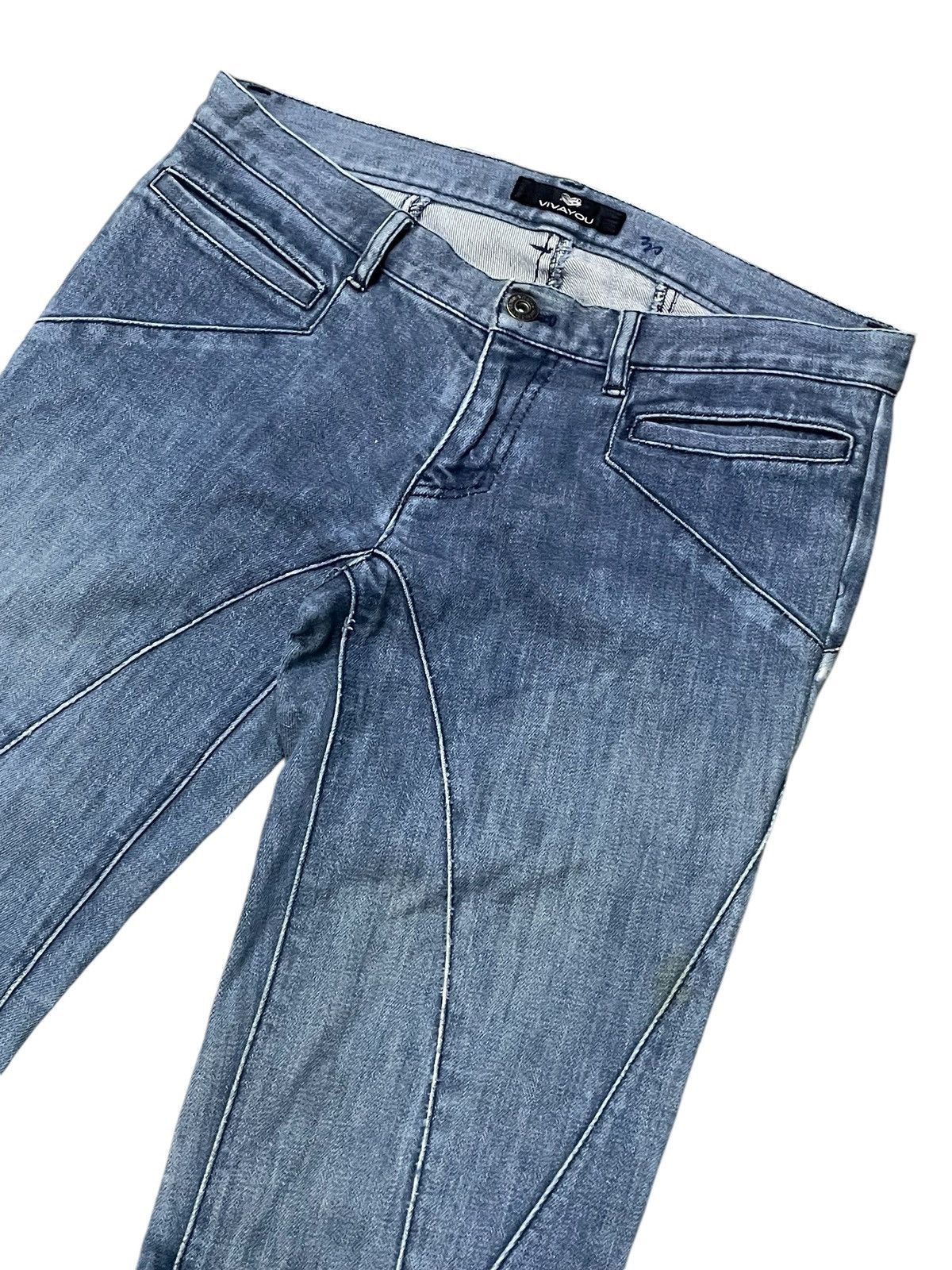 If Six Was Nine × Japanese Brand × Le Grande Bleu (L.G.B.) Super Flared Tribal Layered Jeans By Vivayou Size US 29 - 3 Thumbnail