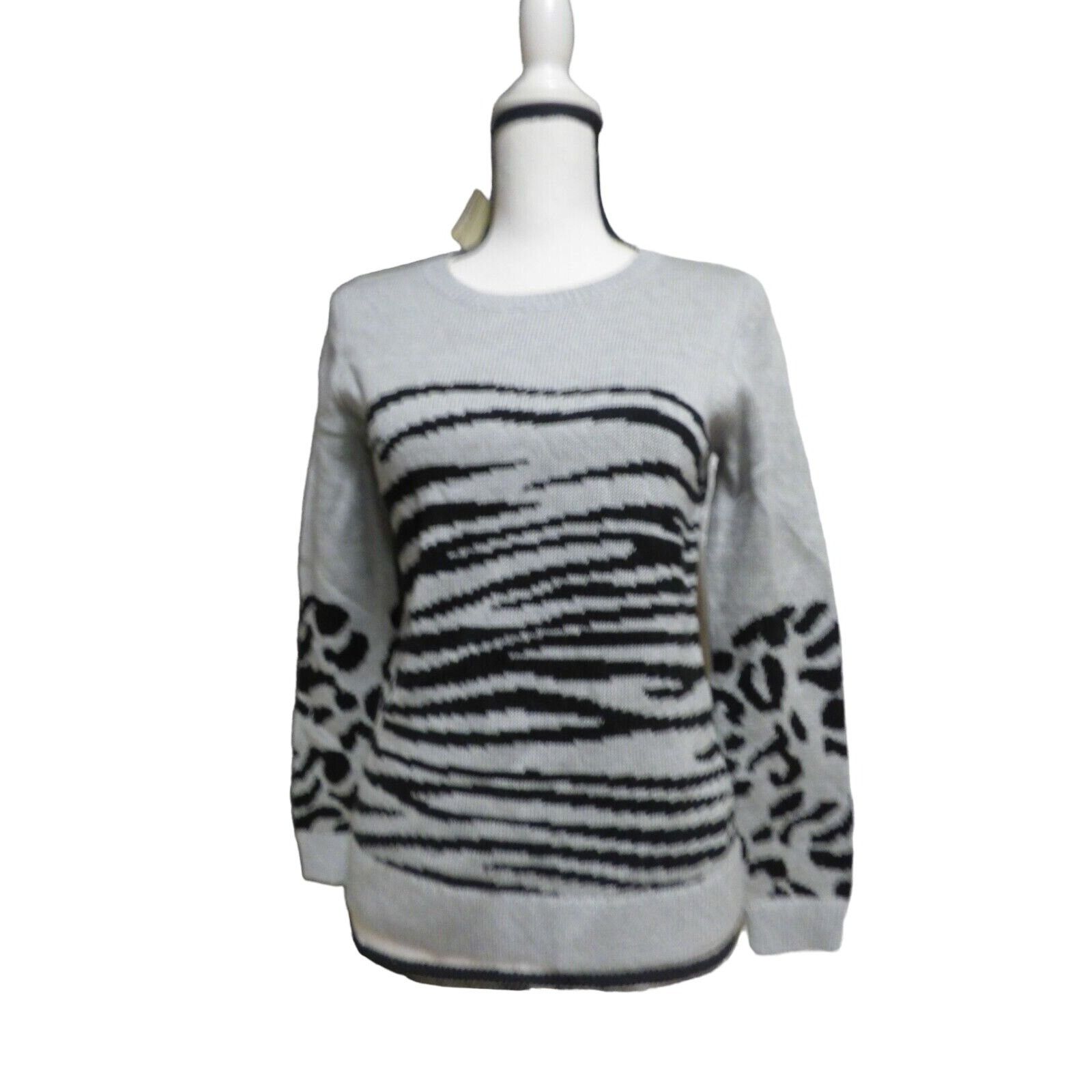 Lucky Brand Lucky Brand Mixed Animal-Print Sweater, Gray, Size XS Size XS / US 0-2 / IT 36-38 - 3 Thumbnail