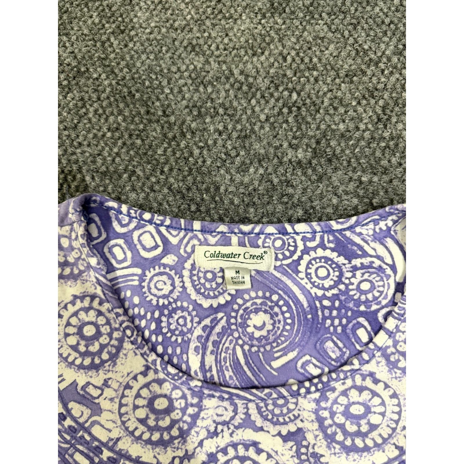 Coldwater Creek Coldwater Creek Blouse Womens Medium Purple Paisley Knit Stretch Tailored Casual Shirt Tunic Long Sleeve Round Neck Cotton Size M / US 6-8 / IT 42-44 - 3 Thumbnail