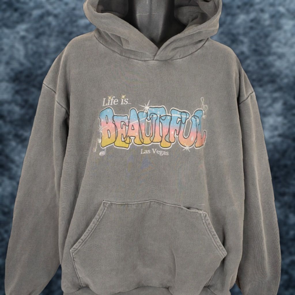 Vintage FEATURE Life Is Beautiful Festival Sweatshirt Hoodie Mens 3XL Gray USA Size US XXL / EU 58 / 5 - 1 Thumbnail