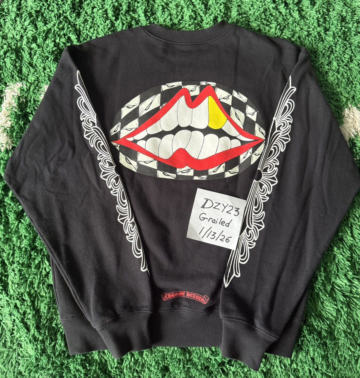 Chrome Hearts Chrome Hearts x Matty Boy “Lips Floral” Crewneck Black Sz M Size US M / EU 48-50 / 2 - 2 Thumbnail