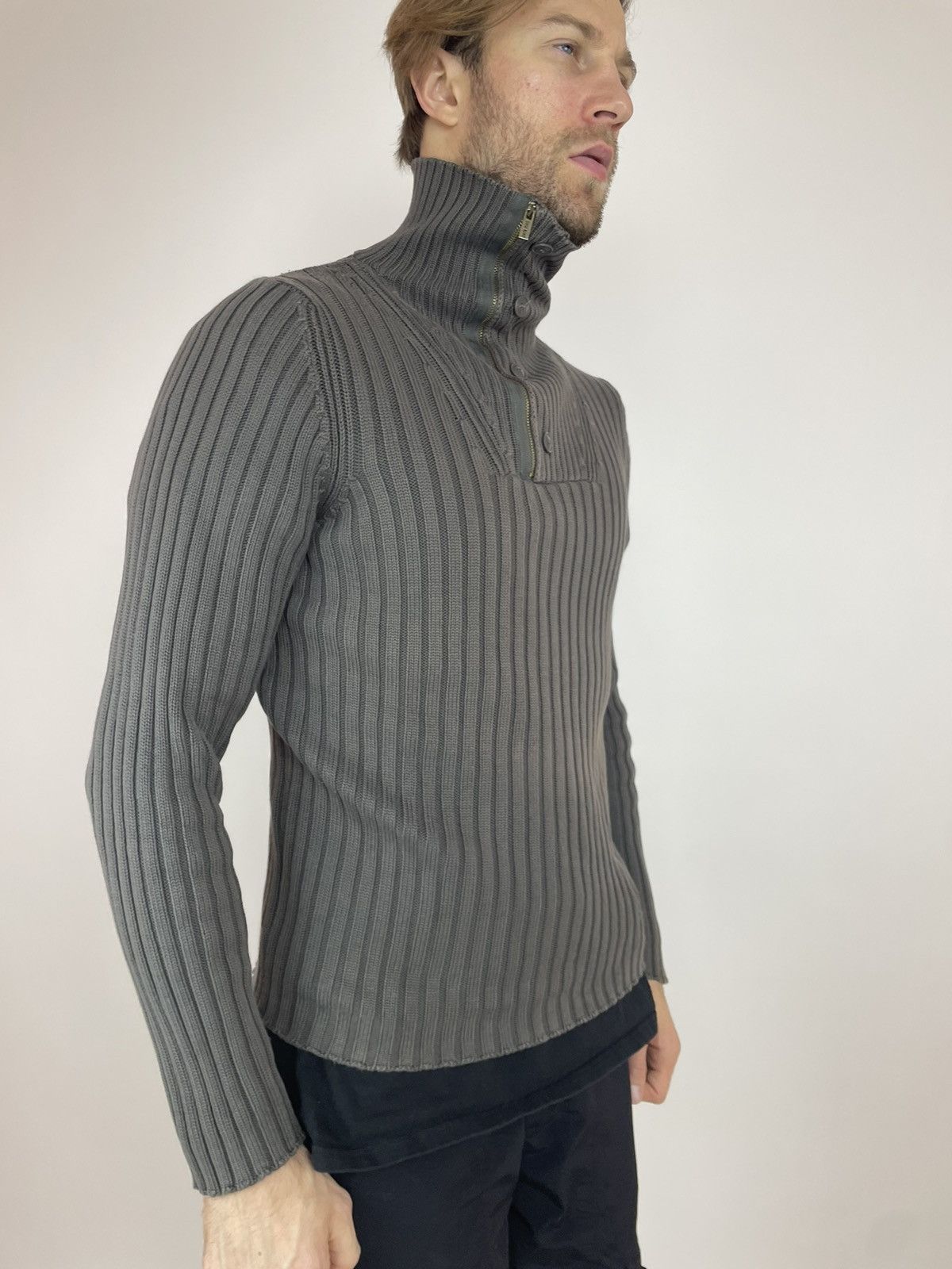 Vintage × Zara ZARA MAN Vintage Mens Military purple label ribbed sweater Size US L / EU 52-54 / 3 - 6 Thumbnail