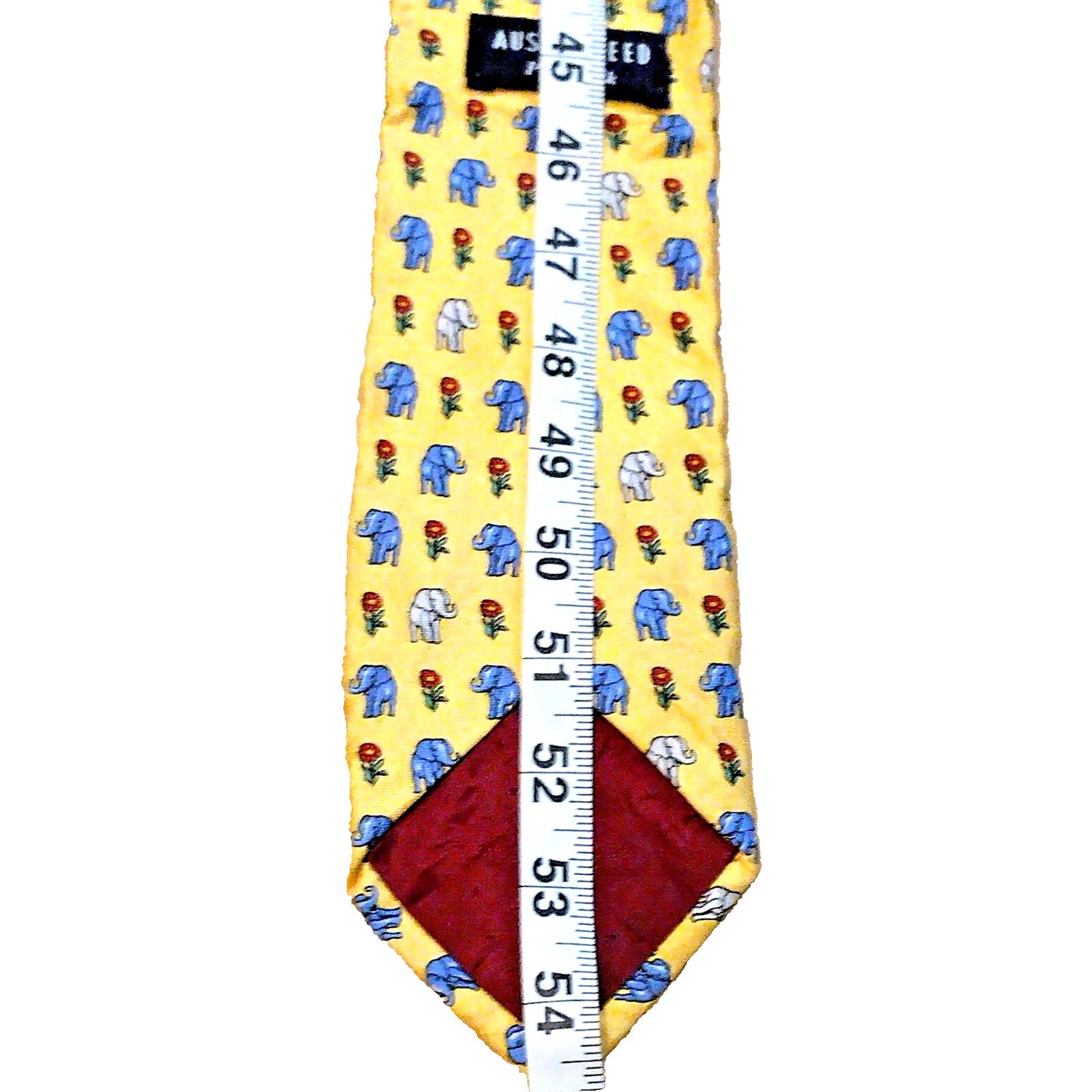 Austin Reed Austin Reed Silk Yellow w/ Elephants Necktie 54in Rep. Party Size ONE SIZE - 6 Thumbnail