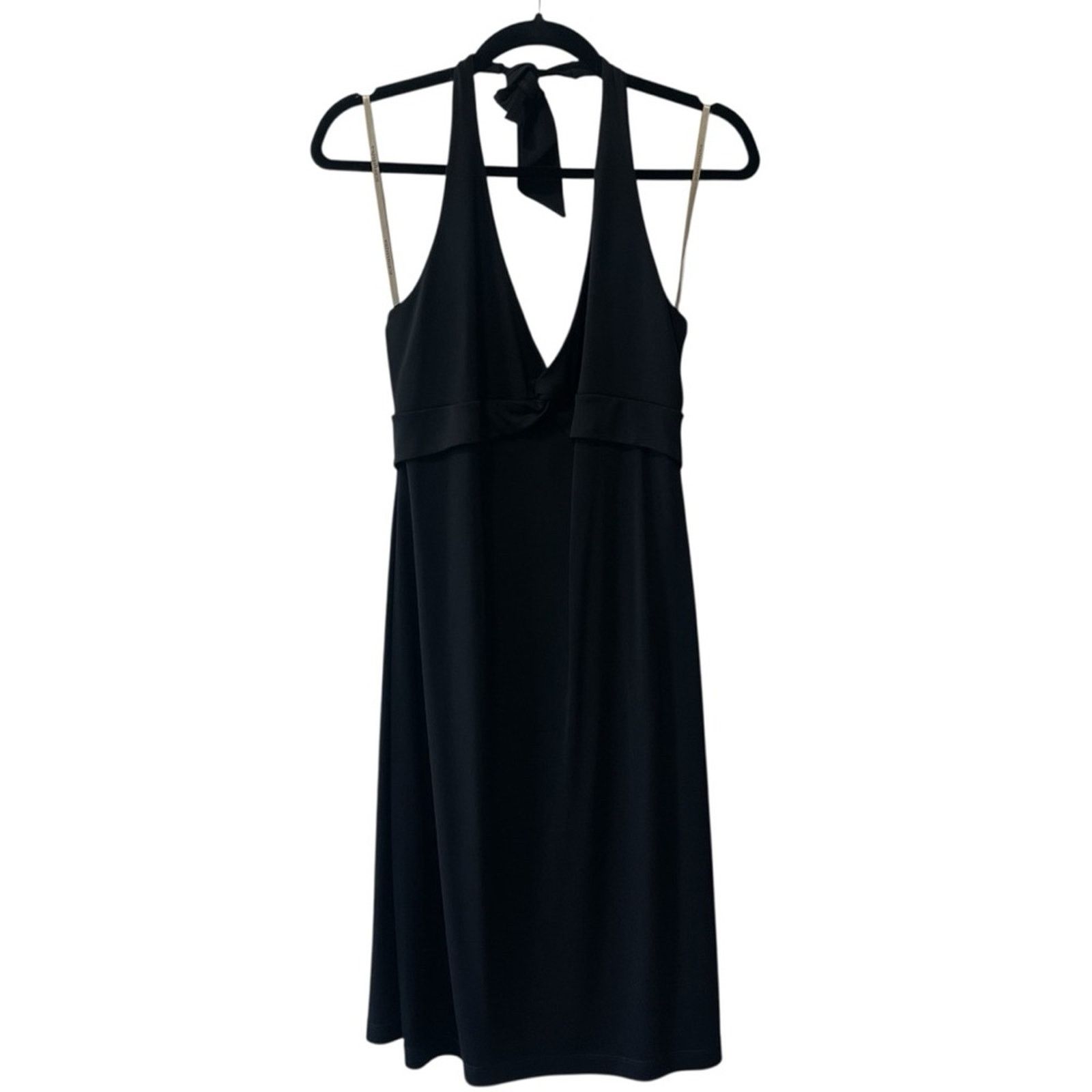 BCBG Max Azria Matte Jersey V Neck Halter Tie Midi Large - crrs.pl