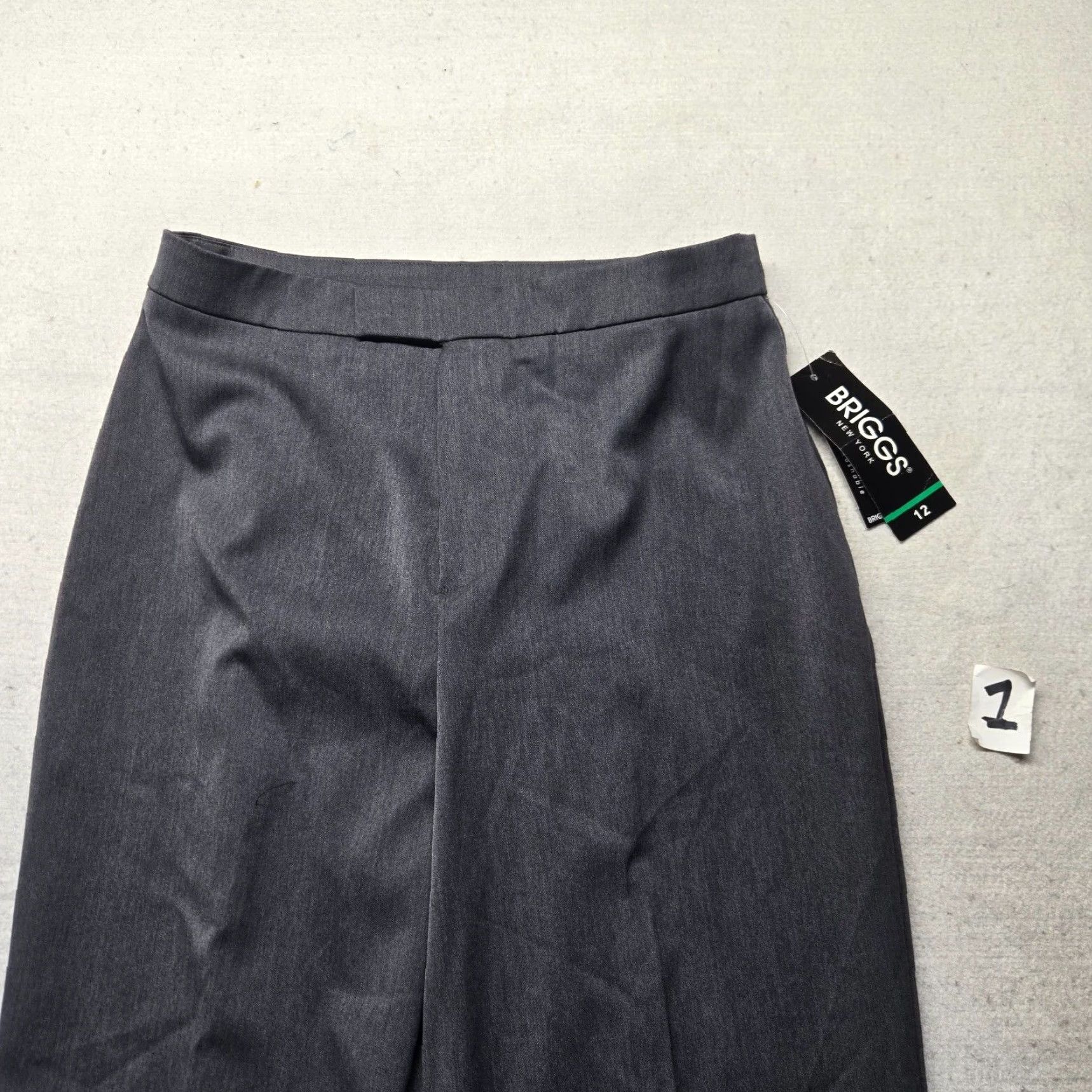 Vintage BRIGGS NEW YORK Pants Women Wide Leg Gray Stretch Flat Front High Waist Slacks 12 Size 34" / US 12 / IT 48 - 2 Thumbnail