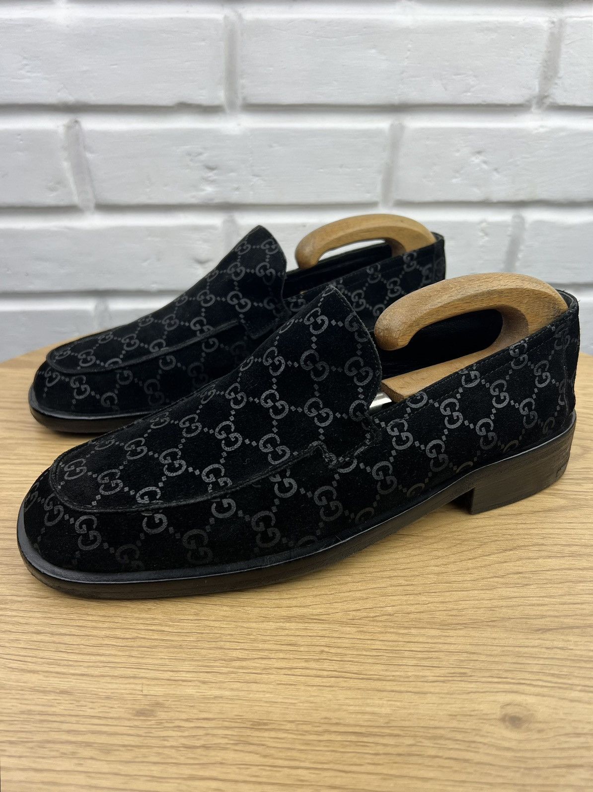 Gucci GUCCI Loafers Suede Shoes GG Monogram Canvas Black Men’s Size US 8 / EU 41 - 1 Thumbnail