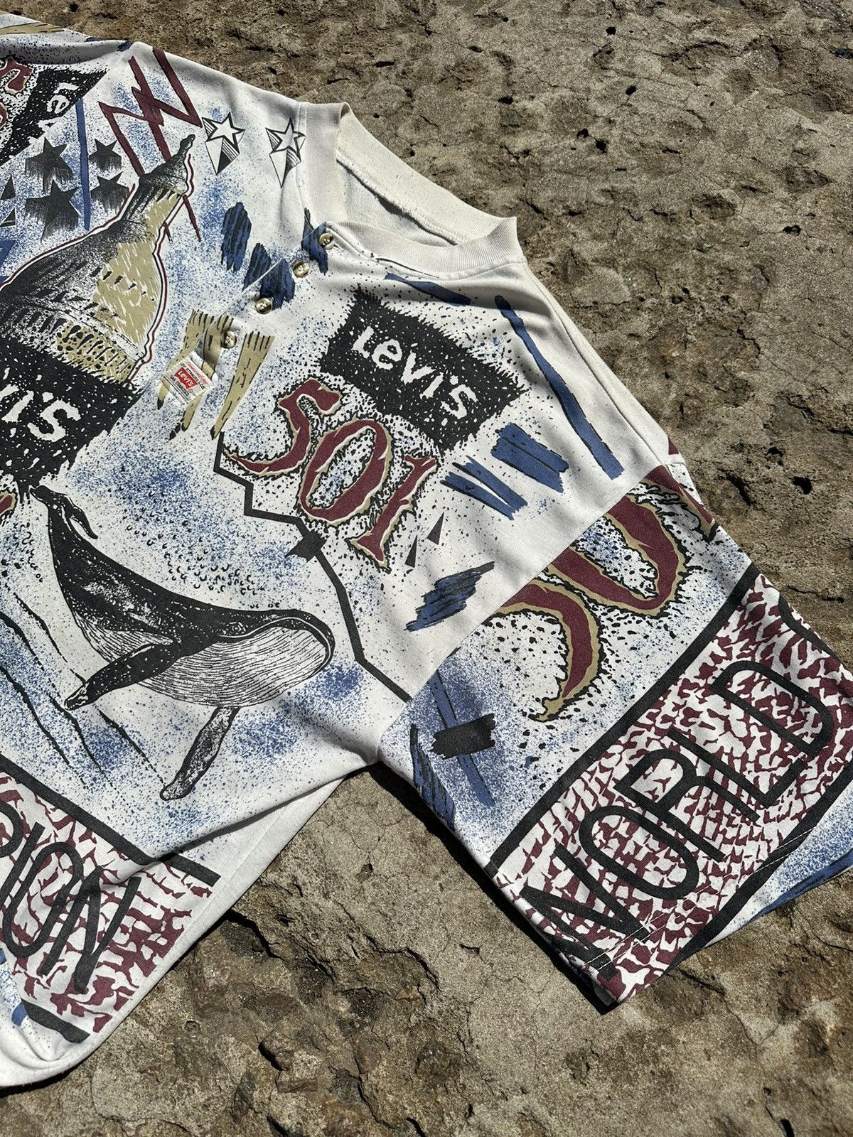 Levi's × Vintage Vintage 90s Levi’s 501 World Champion All Over Print T-Shirt Size US XL / EU 56 / 4 - 6 Thumbnail