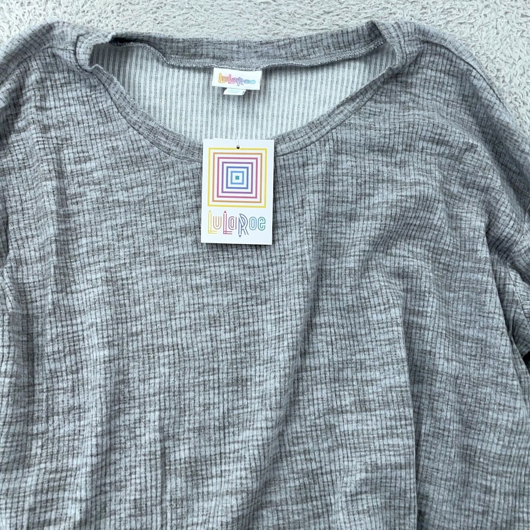 Vintage LuLaRoe Shirt Womens 2XL Gray Ribbed Knit Long Sleeve Lulu Scoop Neck Soft Shirt Womens Plus 2XL Gray Ribbed Knit Long Sleeve Scoop Neck Size XXL / US 16-18 / IT 52-54 - 2 Thumbnail