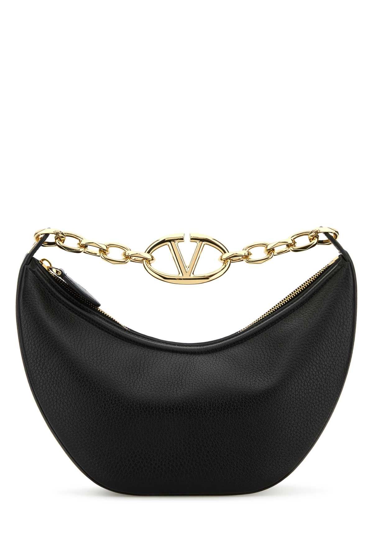 Valentino Black Leather Small Hobo Vlogo Moon Handbag Size ONE SIZE - 1 Thumbnail