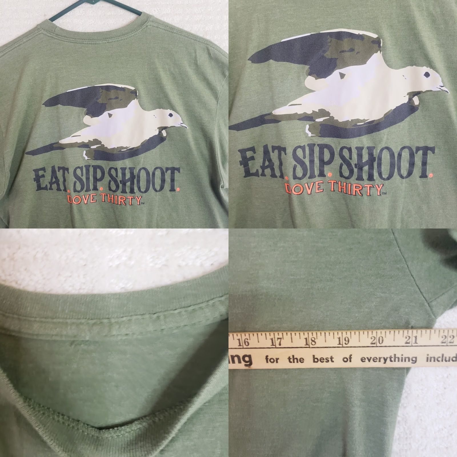 Vintage Dove 30 T-Shirt Logo Front & Back Green Short Sleeve Mens M Cotton Blend Jersey Graphic Tee Hunting Outdoor Shirt Size US M / EU 48-50 / 2 - 8 Thumbnail