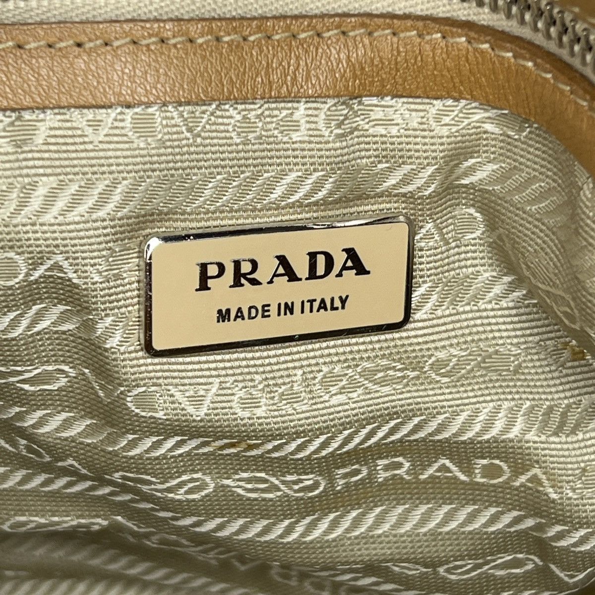 Prada Prada Milano Shoulder Handle Bag Beige Leather Triangle Logo Size ONE SIZE - 11 Thumbnail