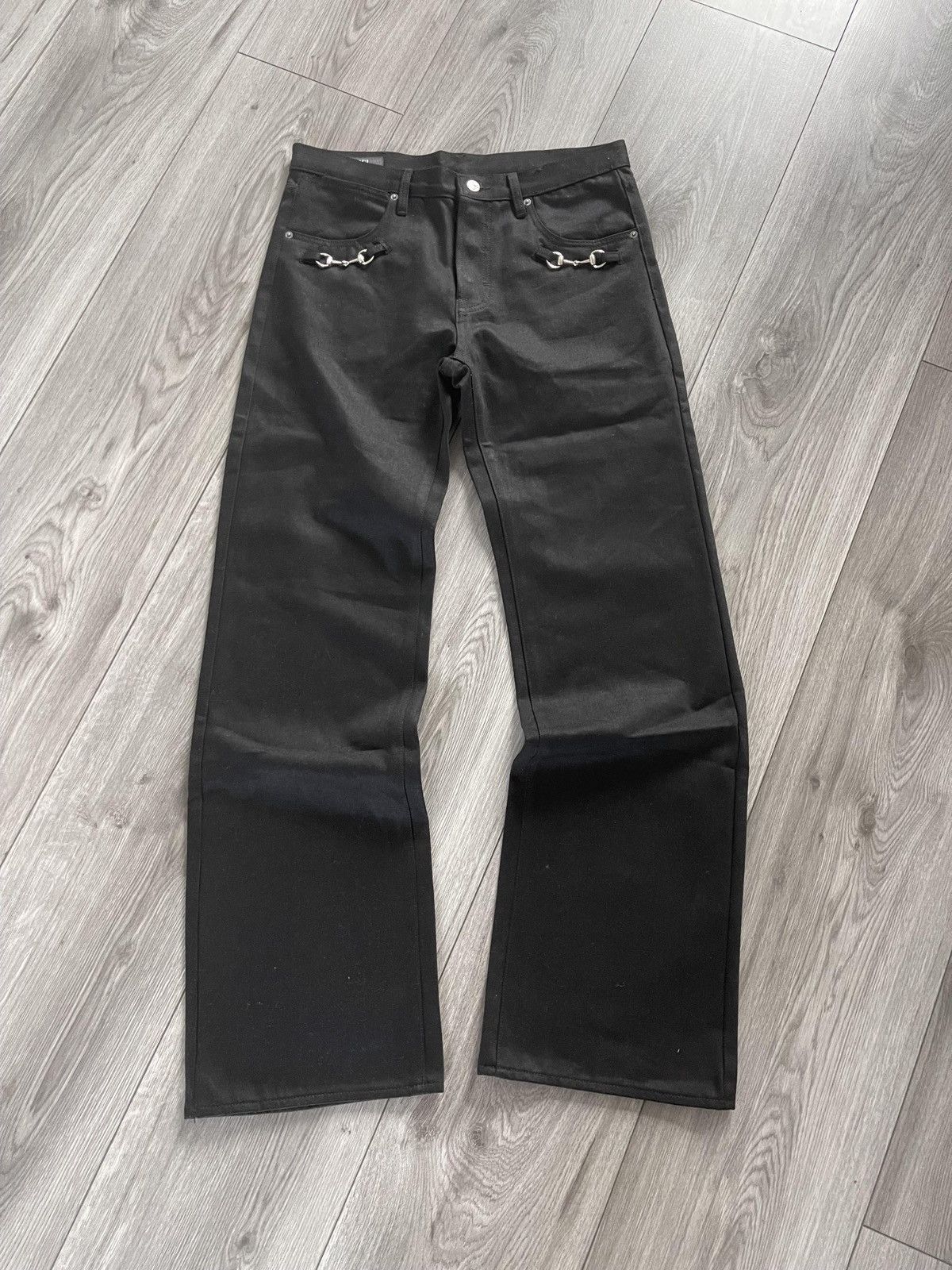 Gucci by Demna Horsebit Jeans in Washed Black/Grey Denim (IT 34