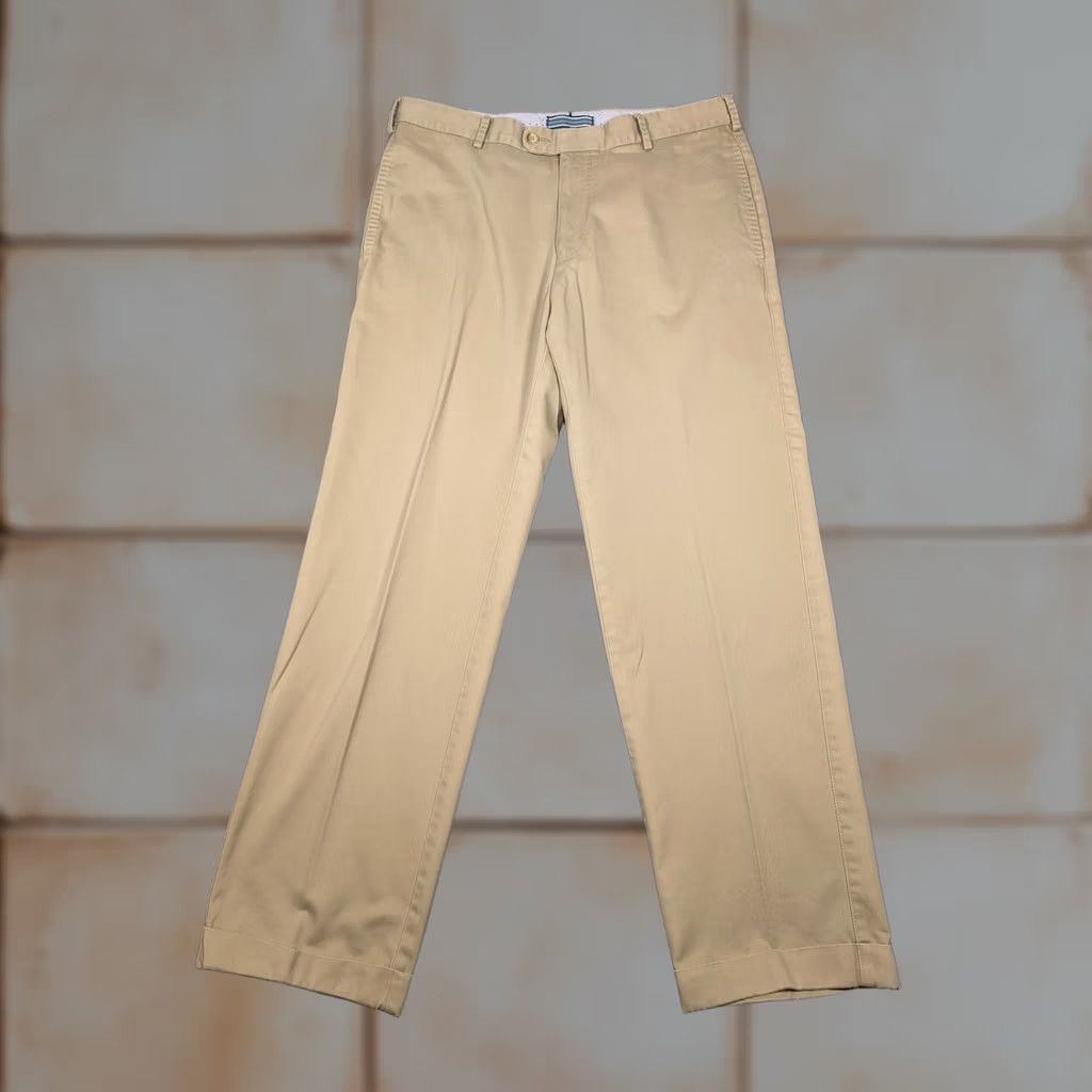 Peter Millar Peter Millar Pants Mens 33 Khaki Beige Chino Cotton Made in Peru Flat Front Zip Fly 33x32 Vintage No Mens Size US 33 - 1 Thumbnail