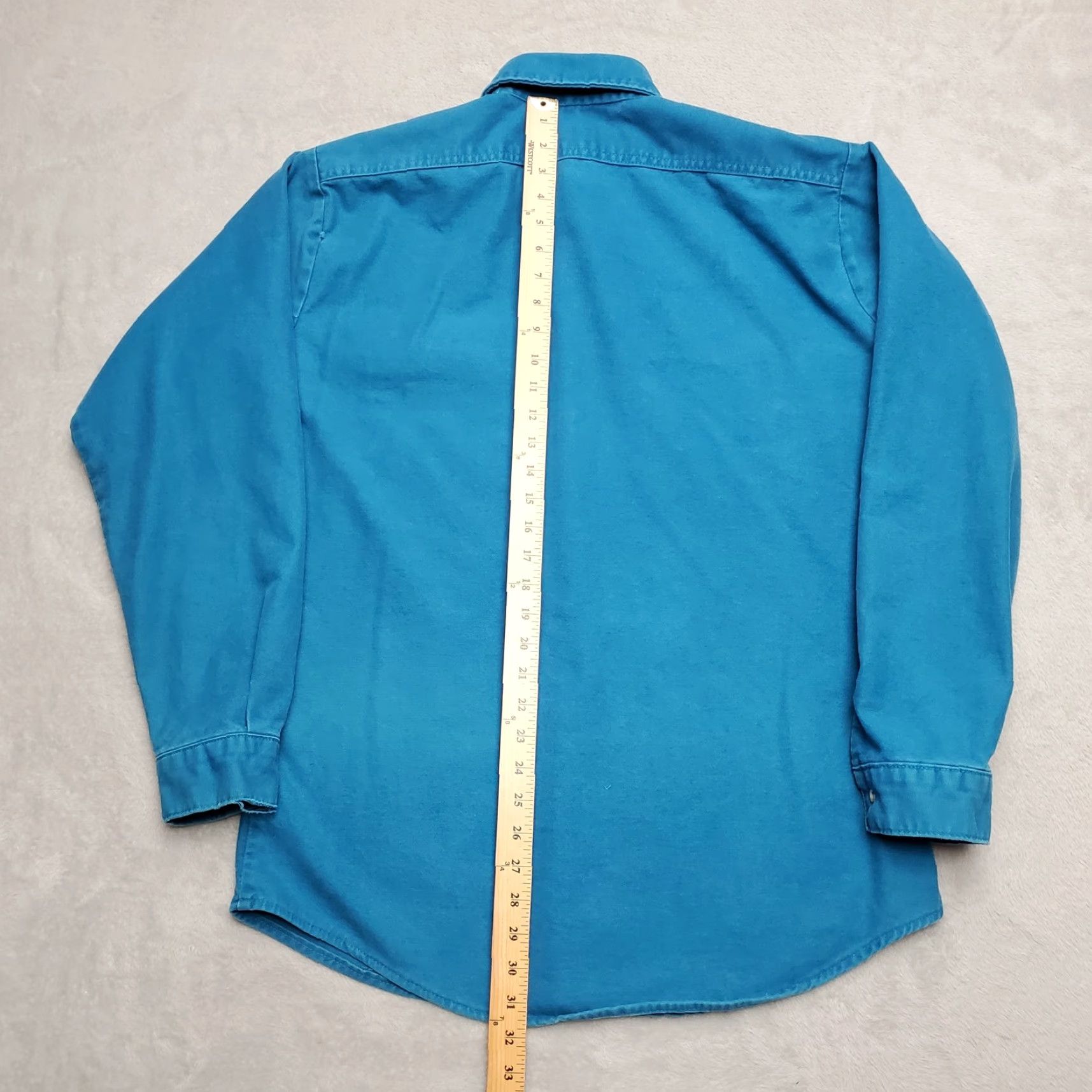 Vintage VINTAGE Field & Stream Shirt Men LT Teal Chamois Long Sleeve Flannel Outdoor Button-Up Pockets Cotton Size US L / EU 52-54 / 3 - 8 Thumbnail