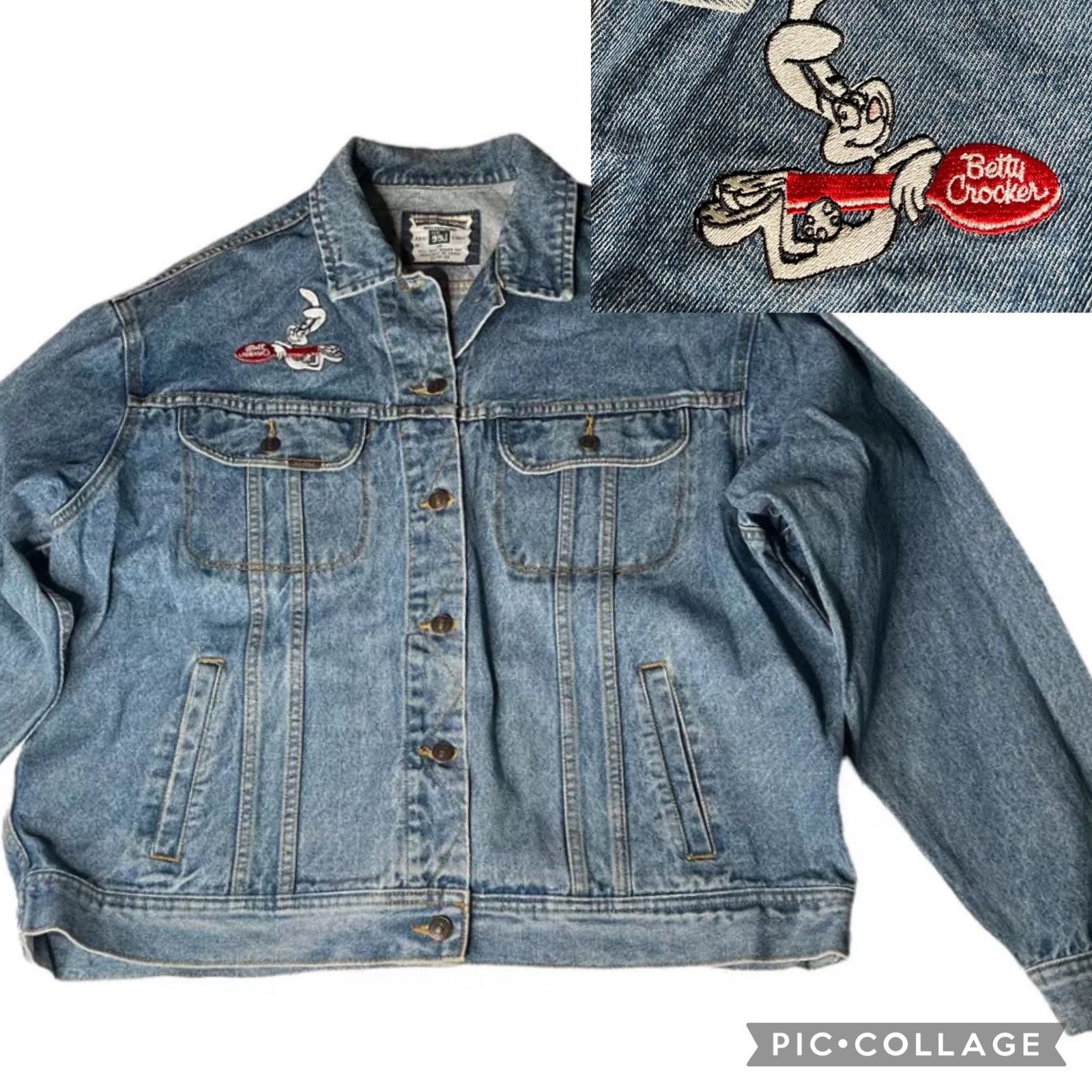 Vtg Lee Trucker Jean Jacket Betty Crocker Trix Bunny XL