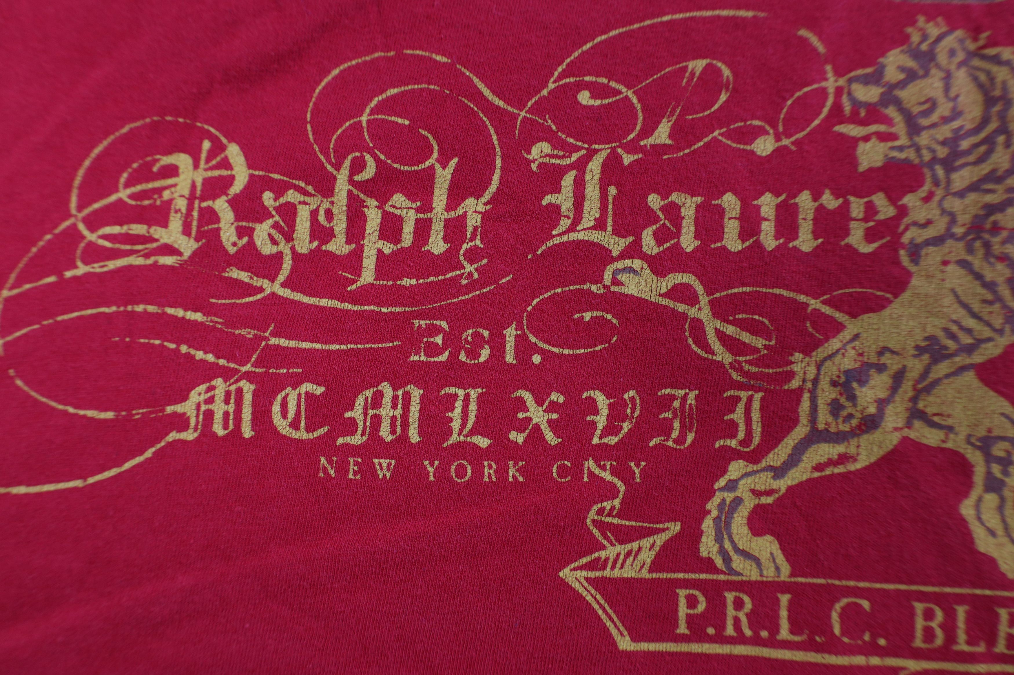 Ralph Lauren Vintage 90s Ralph Lauren Lion Crest Bleecker T-Shirt Red Size US S / EU 44-46 / 1 - 5 Thumbnail