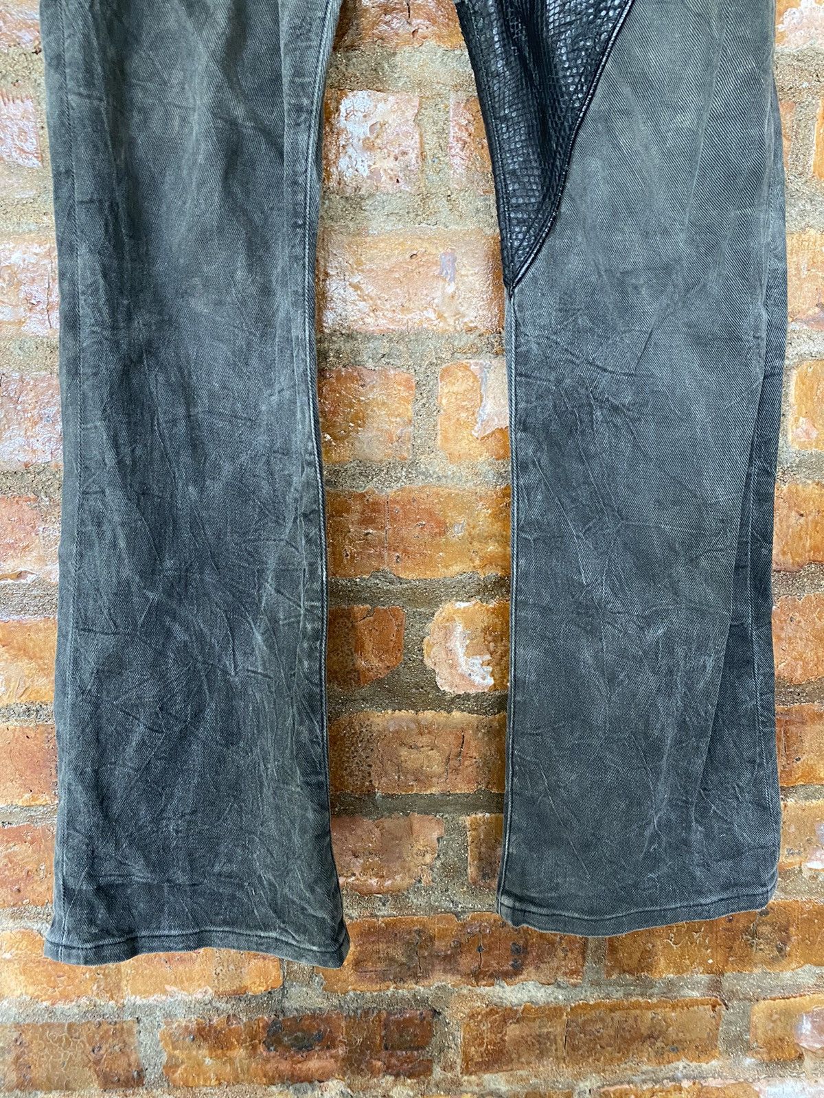 5351 POUR LES HOMMES Vtg 5351 Pour Les Hommes Snake leather flare wash pants Size US 31 - 13 Thumbnail