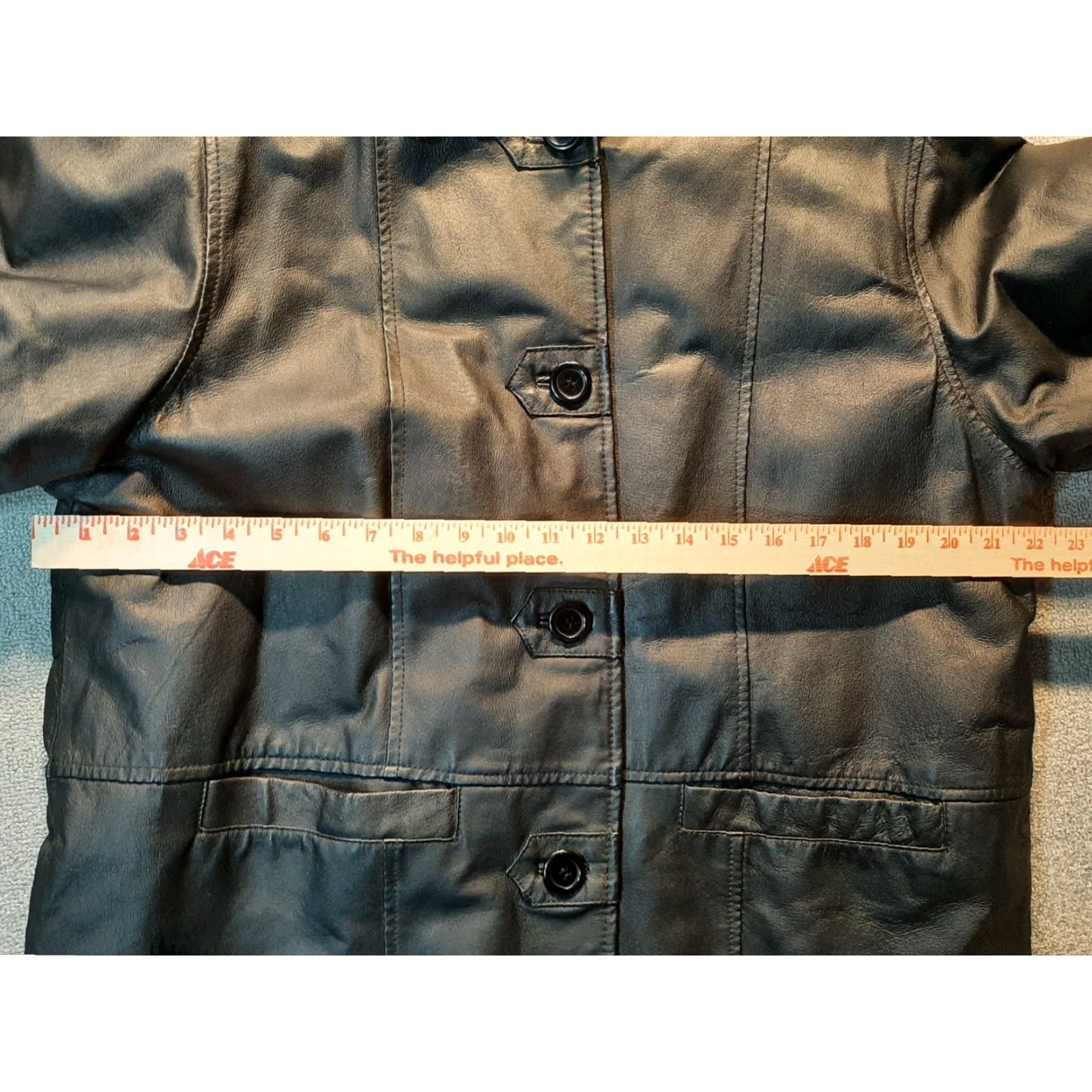 Vintage Salon Studio Leather Jacket Mens Adult Large L Black Long Sleeve Button Up Coat Bomber Pockets Casual All Seasons Size L / US 10 / IT 46 - 3 Thumbnail