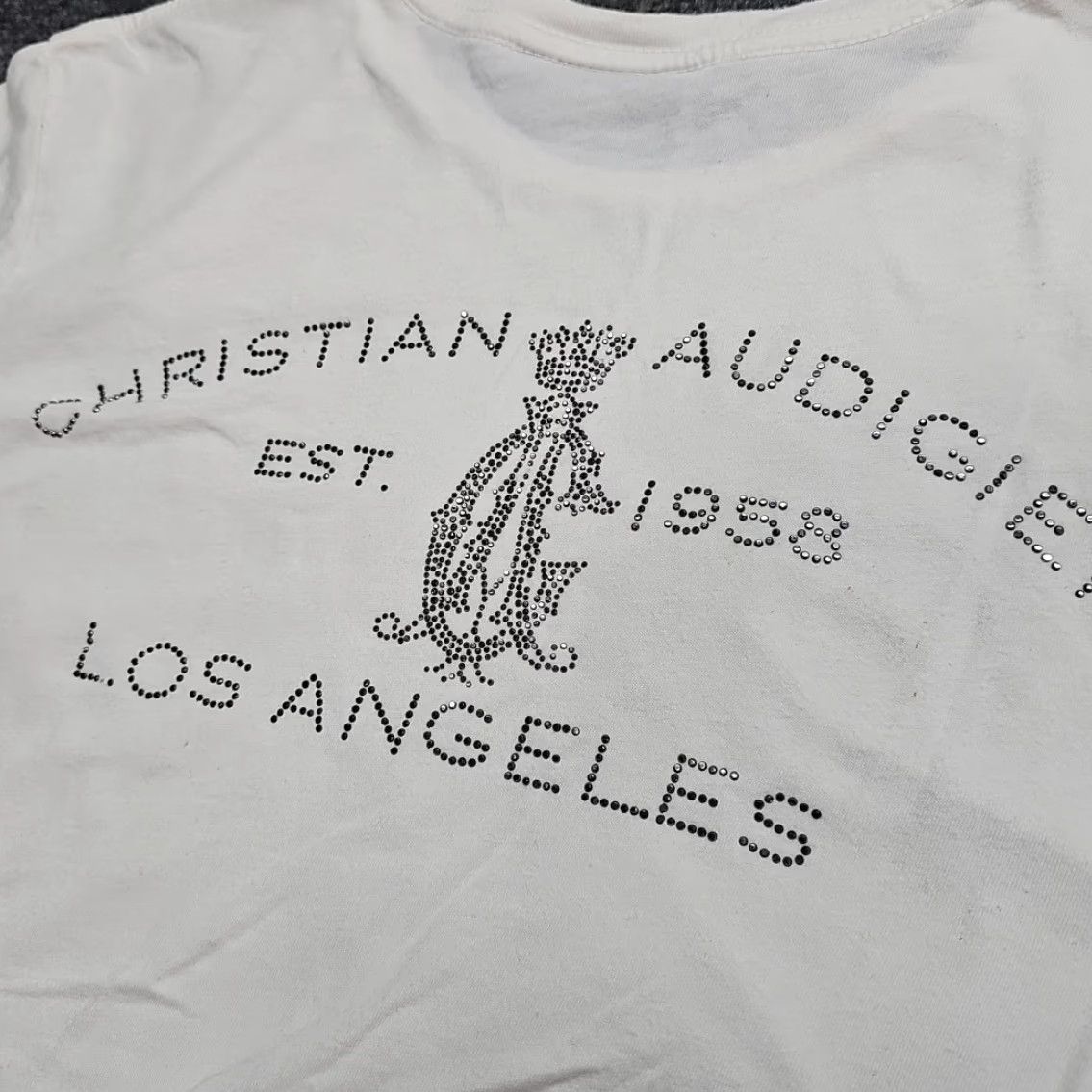 Vintage Christian Audigier Designer Tee Adult Large White Studded Graphic Shirt Men Size US L / EU 52-54 / 3 - 2 Thumbnail