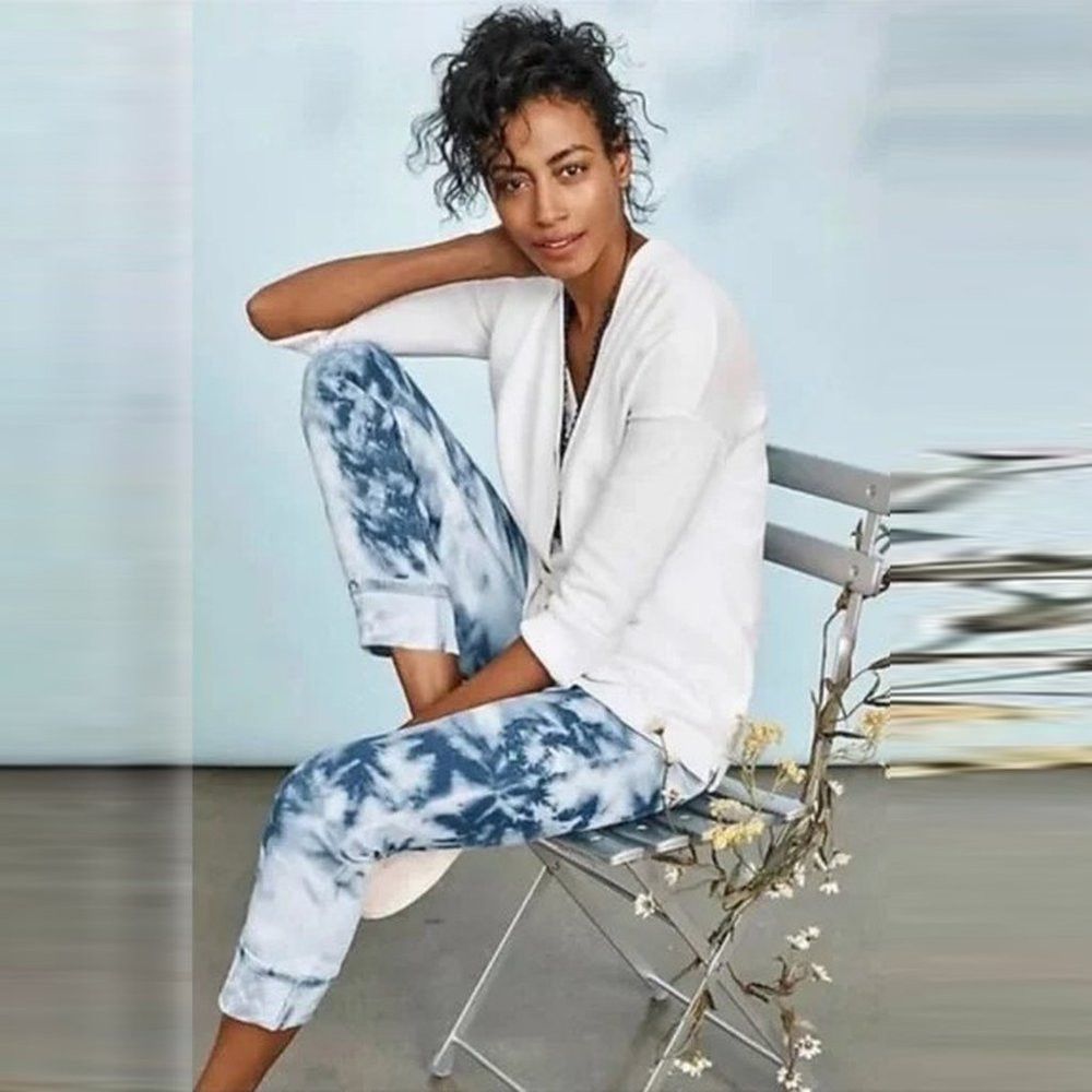 J. Jill New J. Jill High Rise Cropped Cuff Tie Dye Island Wash Jean Size 30" / US 8 / IT 44 - 1 Thumbnail