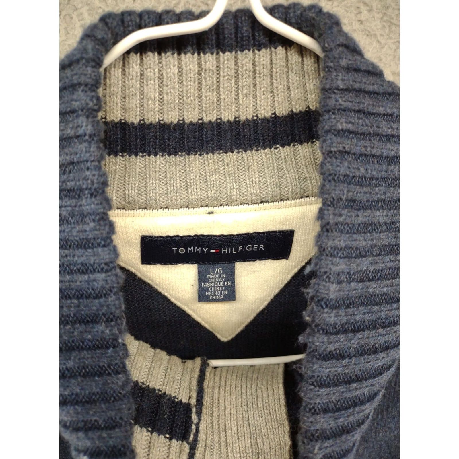 Tommy Hilfiger Tommy Hilfiger Men's Blue Knit Pullover 1/4 Button Elbow Patch Sweater SZ L Golf Buzzers? Size US L / EU 52-54 / 3 - 2 Thumbnail