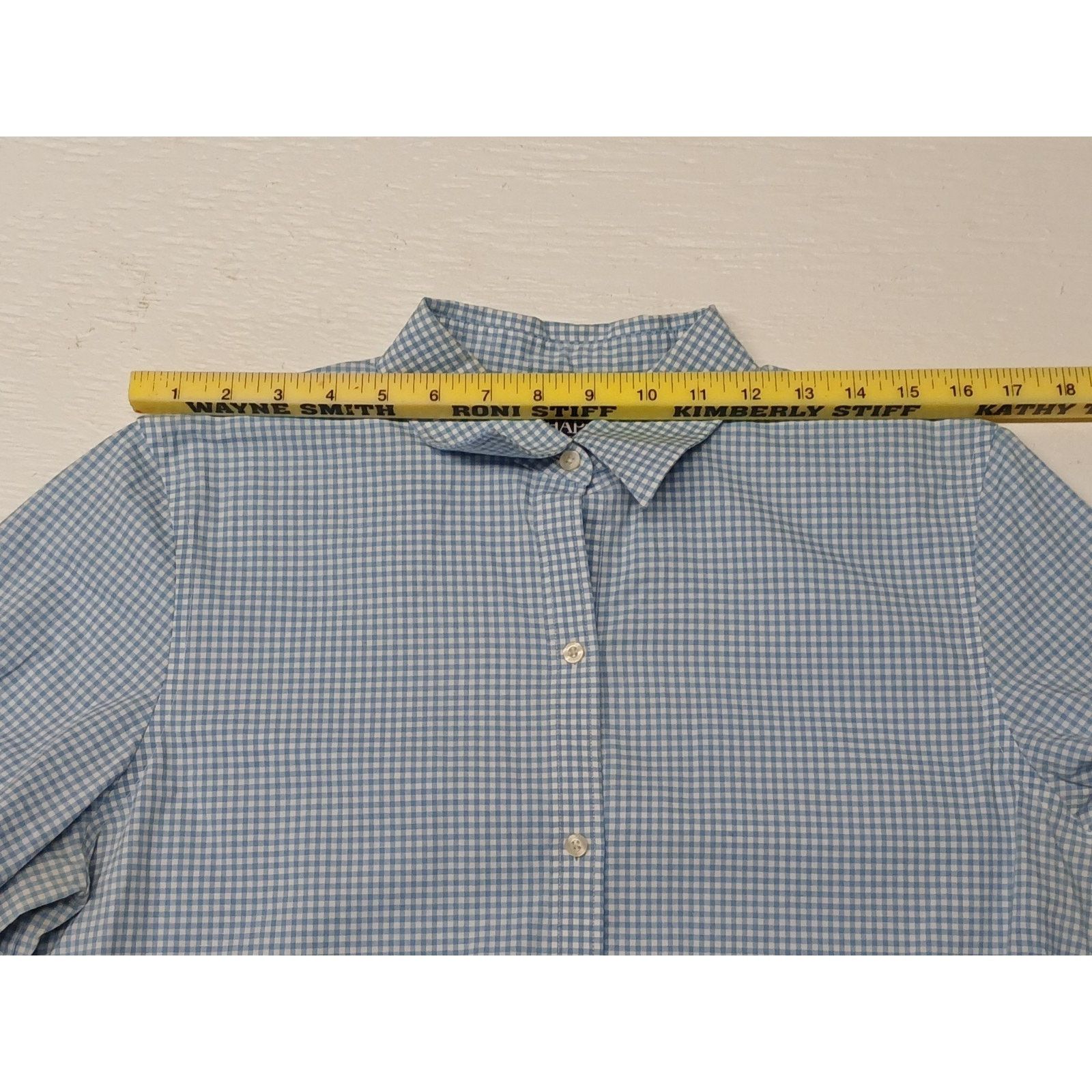 Chaps Chaps No Iron (Large) Blue White Plaid Dress Comfort Shirt Size US L / EU 52-54 / 3 - 5 Thumbnail
