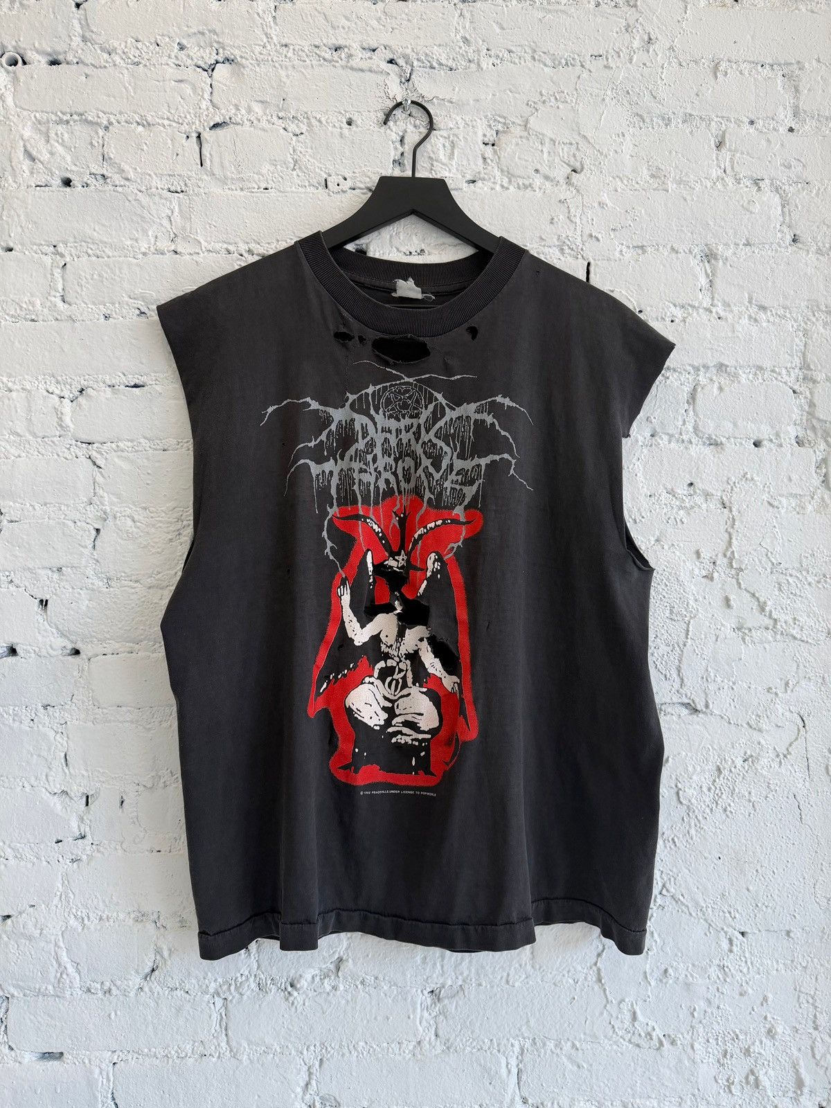 Vintage 1992 DARK THRONE ‘AS WOLFS AMONG SHEEP’ CUTOFF Size US XL / EU 56 / 4 - 1 Thumbnail