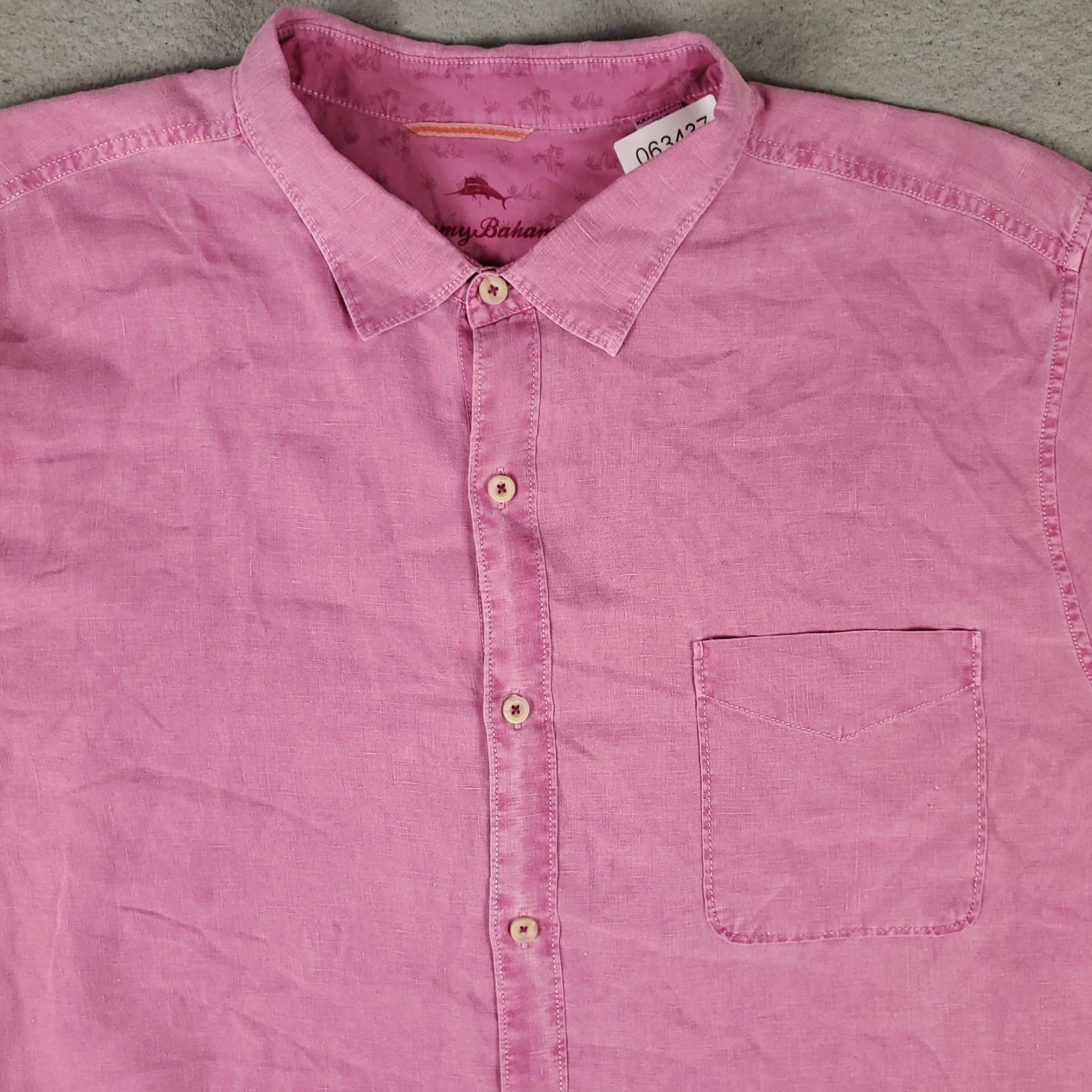 Tommy Bahama Tommy Bahama Hawaiian Shirt Mens 3XL Pink Linen Short Sleeve Button-Up Size US XXL / EU 58 / 5 - 2 Thumbnail