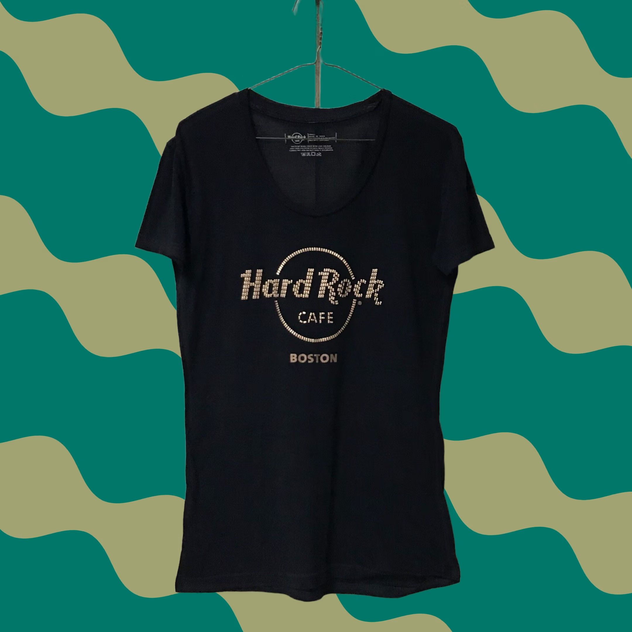 Hard Rock Cafe Hard Rock Cafe Women T-Shirt Charcoal Black Boston Studded-Style Short Sleeve S Shirt Mens? Size S / US 4 / IT 40 - 1 Thumbnail