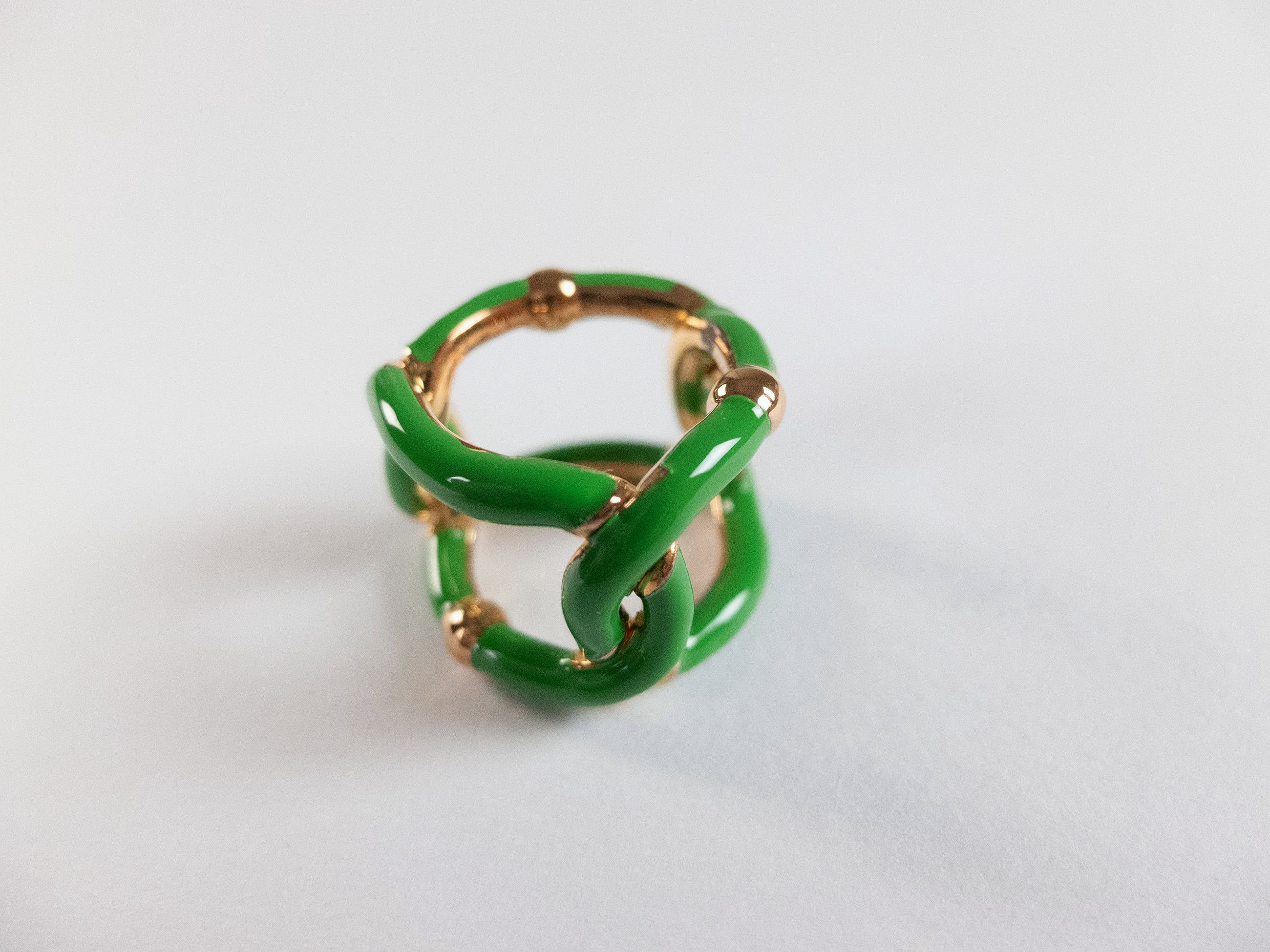 Bottega Veneta BOTTEGA VENETA Chains green gold plated silver ring 7 / 15 q Size ONE SIZE - 6 Thumbnail