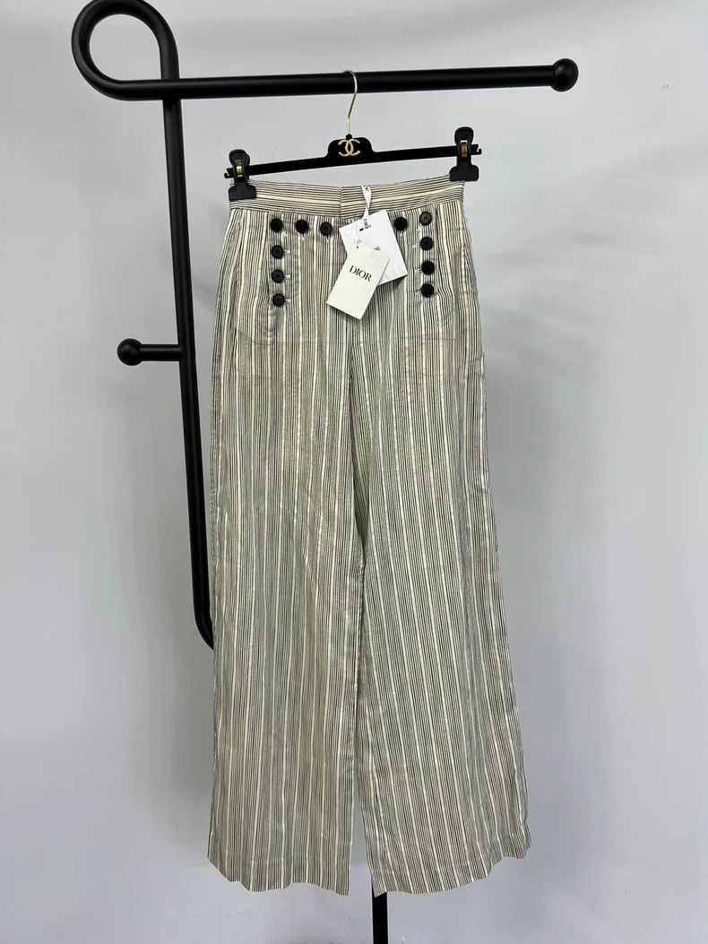 Dior Dior Button striped wide-leg trousers Size 42" / US 20 - 1 Thumbnail